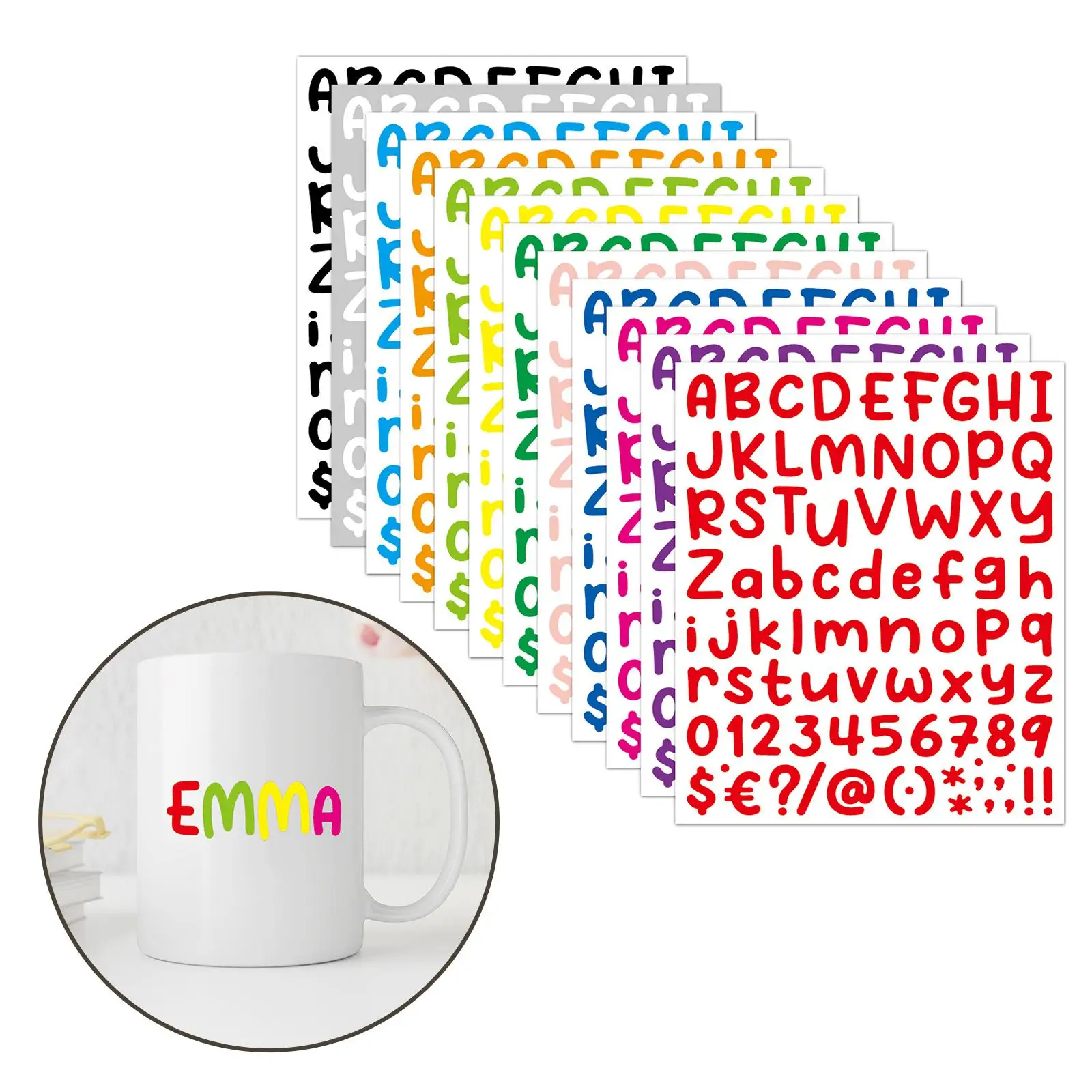12Pcs Alphabet Letter Stickers 1 inch Self Adhesive Colorful Vinyl Letter Stickers for Gift Wrapping Mailbox Business