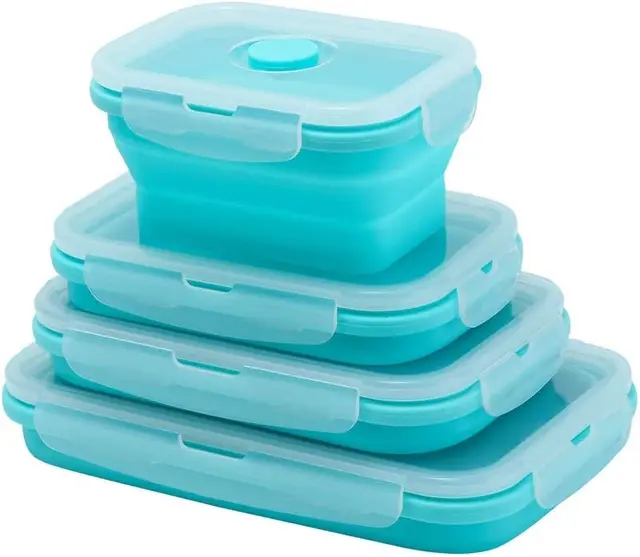 Norme 10 Pcs Collapsible Food Storage Containers with Lids Stacking  Silicone Collapsible Storage Containers Leftover Meal Box for Kitchen Bento  Lunch