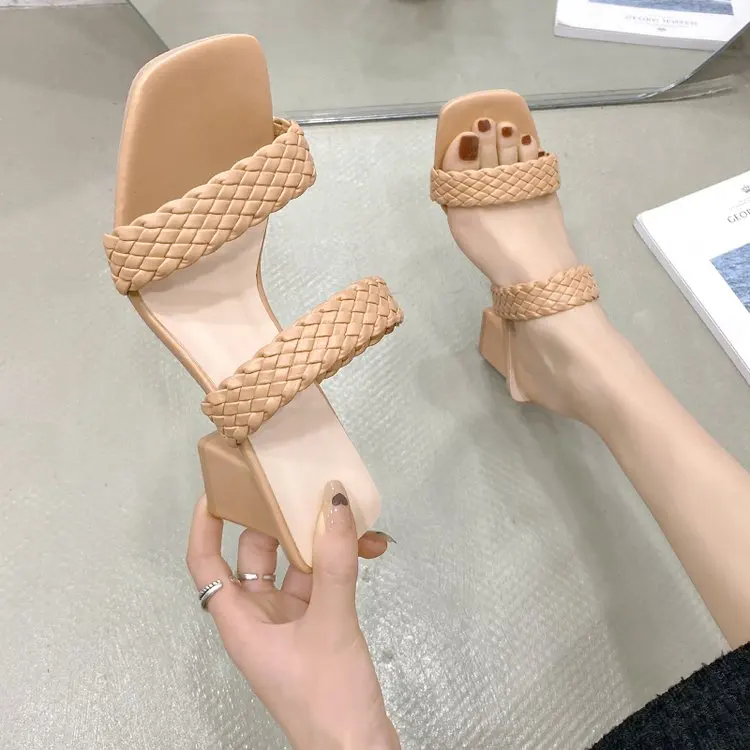 open toe square heels 
