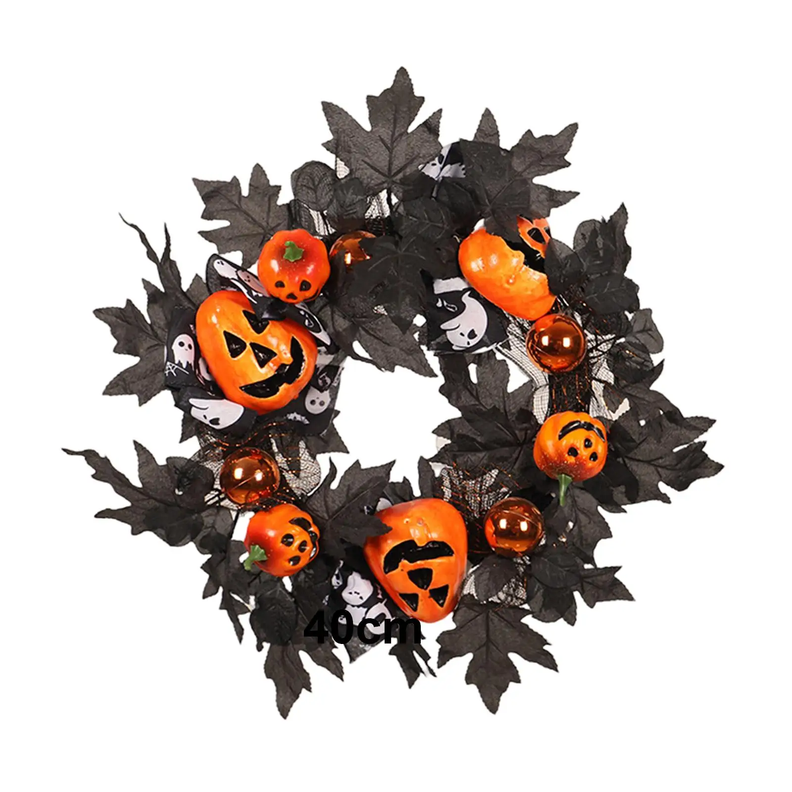Halloween Wreath Circle with Black Leaves 16
