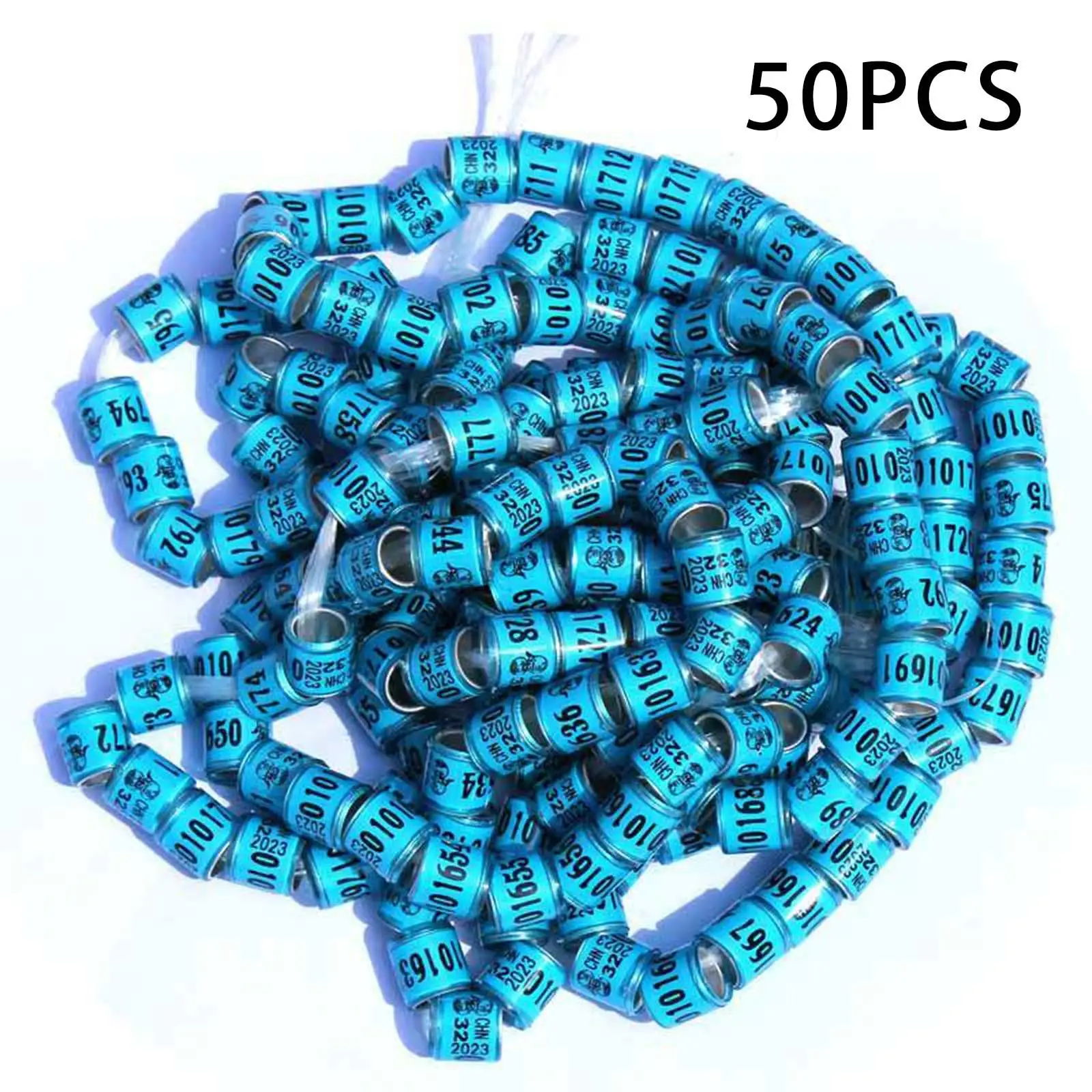 50pcs 2023 Racing Pigeon Leg Rings Numbered Dove Foot Bands for Bantam Finch