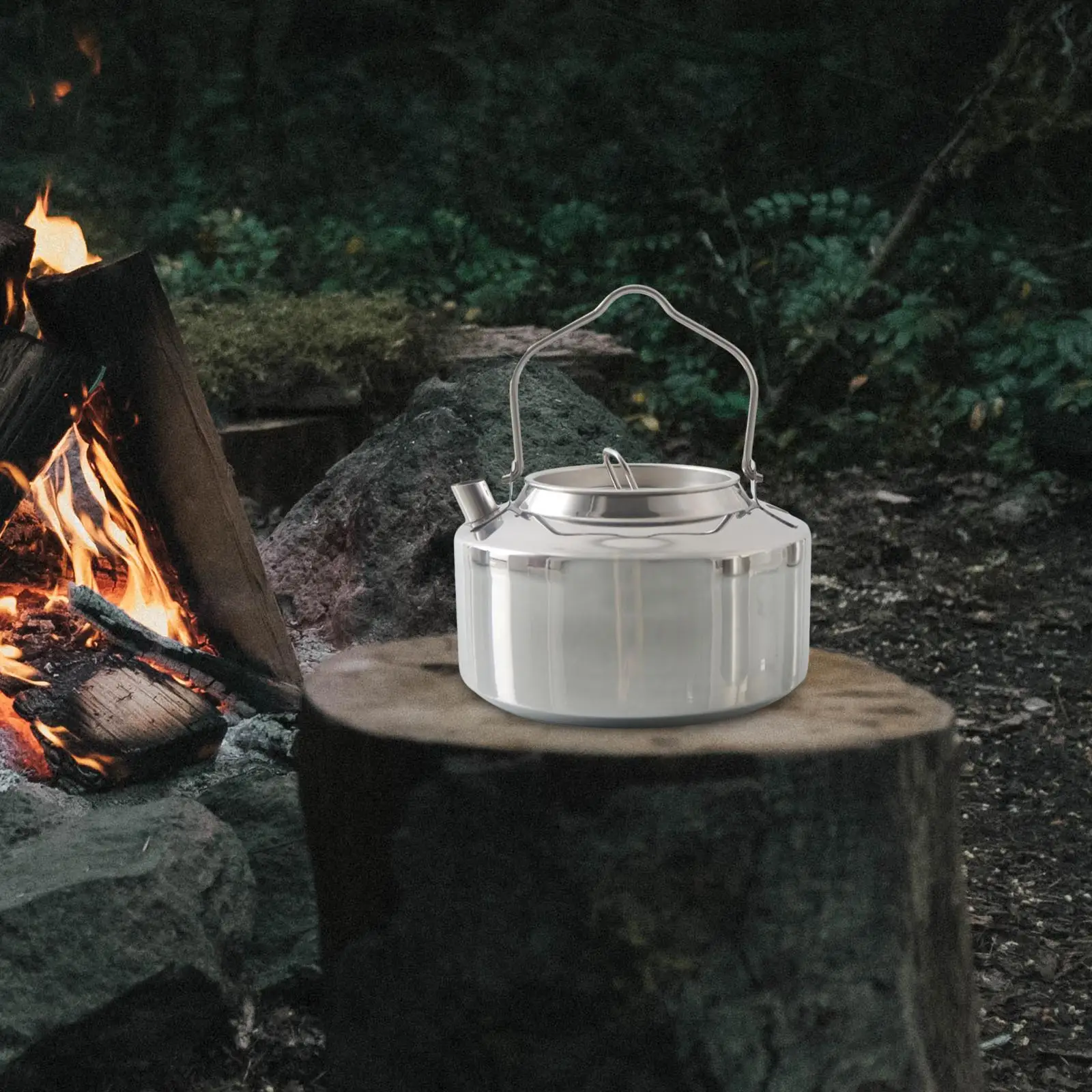 Outdoor Camping Kettle Durable Pot Ultralight 1.3L Stainless Steel for Campfire Hiking