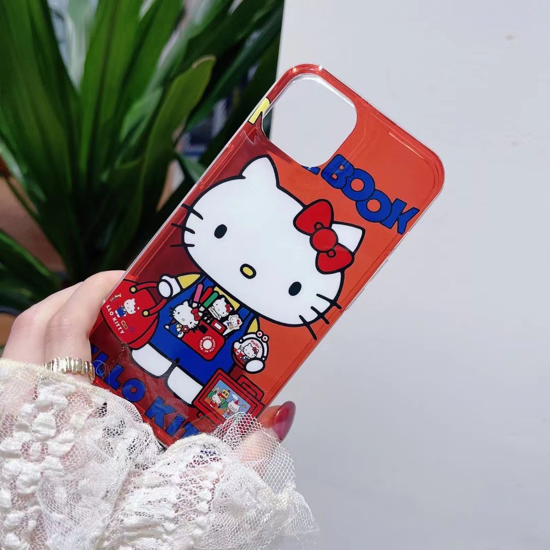 Двухсторонние ламинированные красные чехлы Hello Kitty для iPhone 14 13 12  Pro Max, задняя крышка