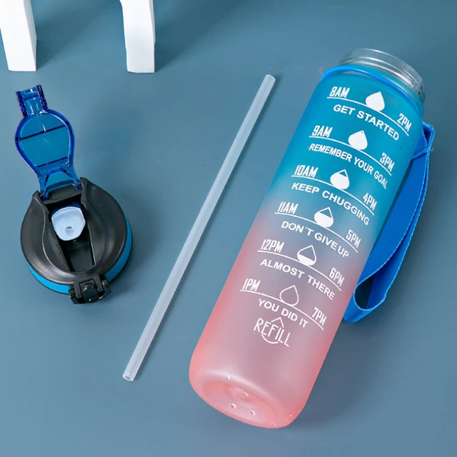 Botella de agua de 1 litro para deporte motivacional, botellas a prueba de  fugas al aire libre para beber, viajes, gimnasio, Fitness, jarras para  tazas de cocina - AliExpress