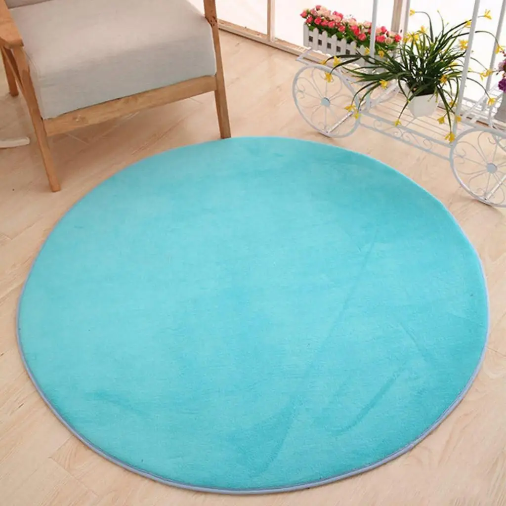 Round 100cm Soft Comfortable Plush Tent Rug Mat Kids Bedroom Floor Carpet Indoor Activity Accessory - Blue