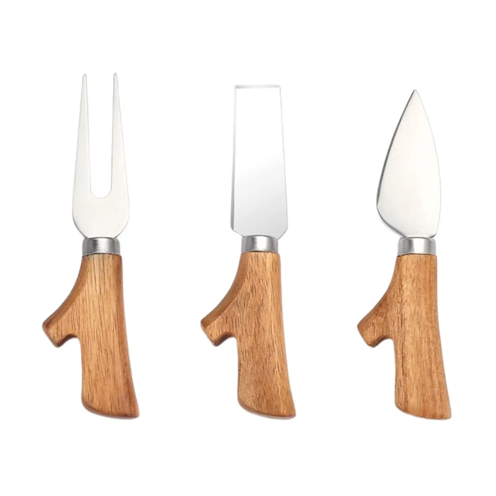 3 Pieces Cheese Knife Kit Wood Handle Easily clean for Bakery Kitchen Utensils