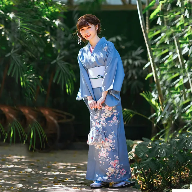 Japanese Traditional Kimono Yukata Women Spring Sweet Girly