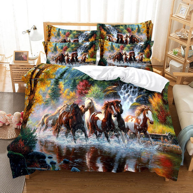 Copripiumino cavallo al galoppo fattoria cowboy occidentali tema Set  biancheria da letto animali selvatici copripiumino unicorno re per  arredamento bambini - AliExpress