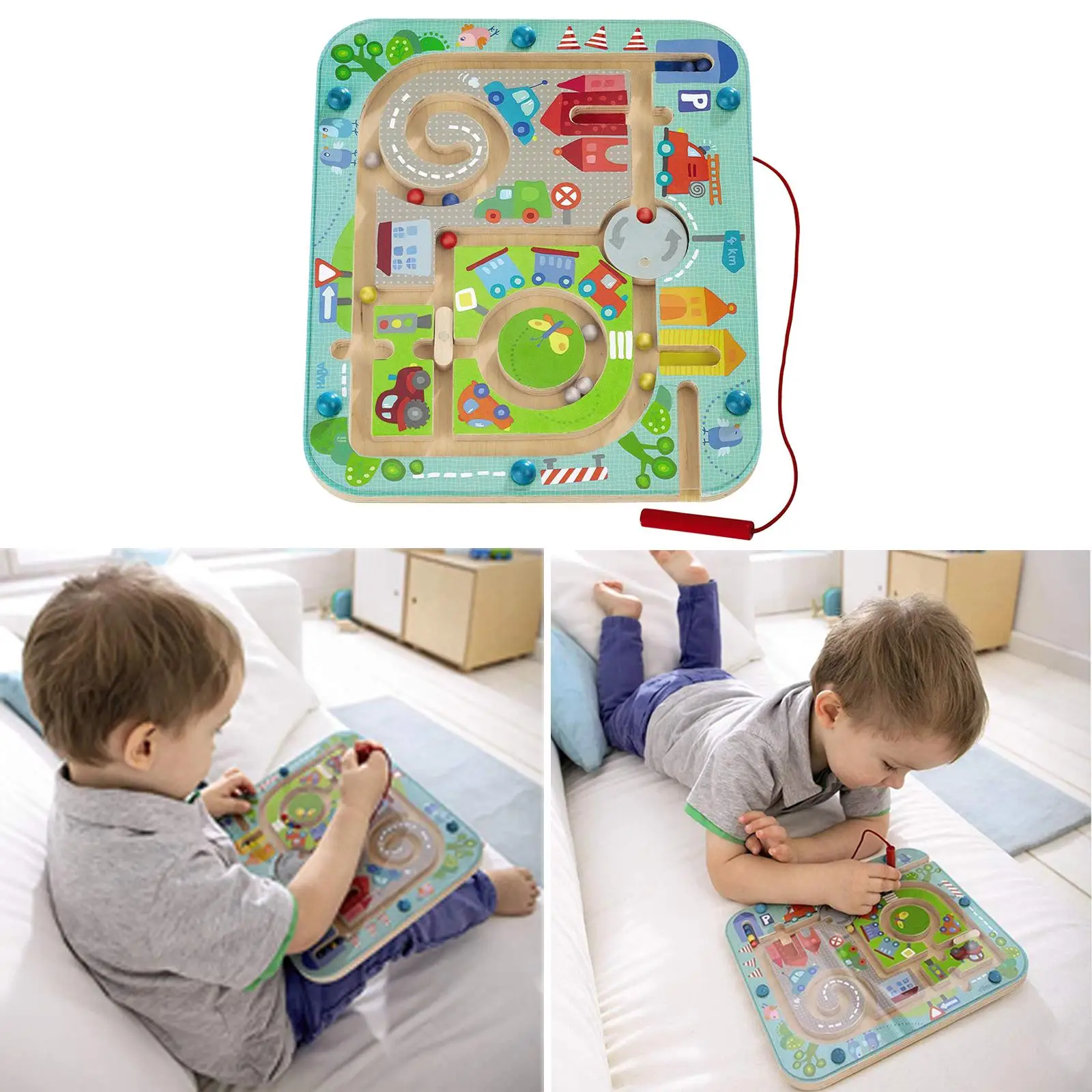 Magnetic Town Maze Toys,  Wooden Educational Activity Board for Toddlers Preschool Children for Ages 2+