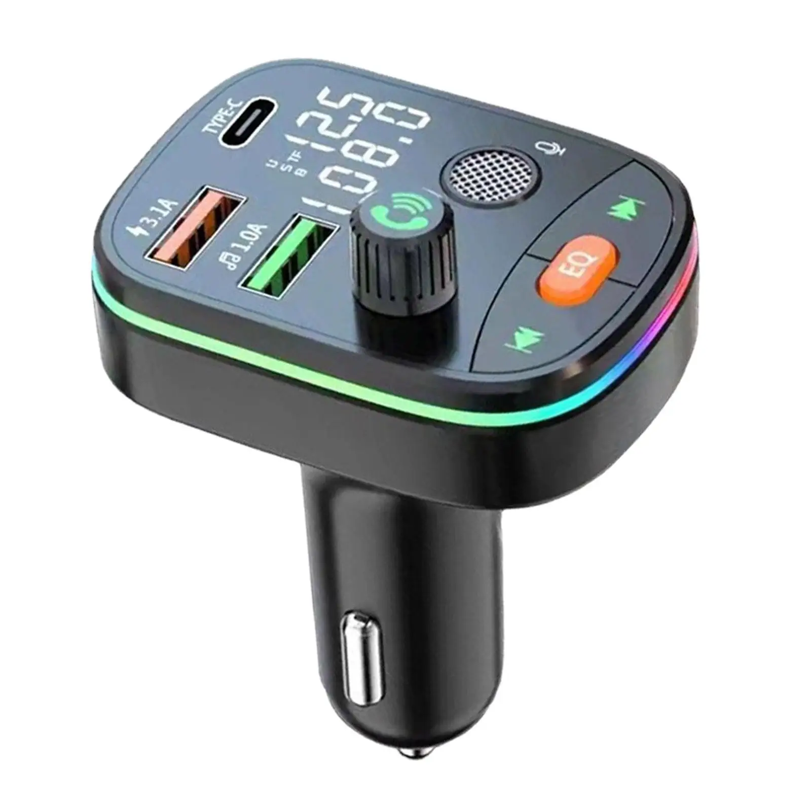 Bluetooth FM Transmitter Handsfree Calling Music Player 80x57x42mm Easy to Use