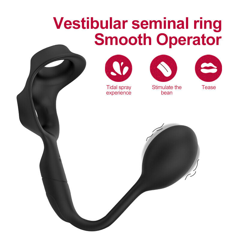 Massageador de Próstata Masculino Com Anel Peniano Anal Tail Cockring