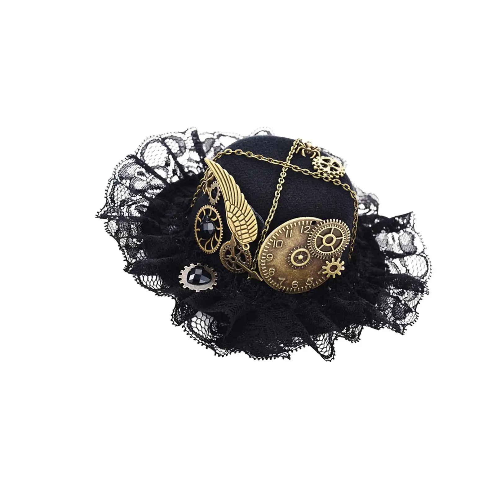 Vintage Style Steampunk Top Hat Hair Clip Black for Women Halloween Cocktail