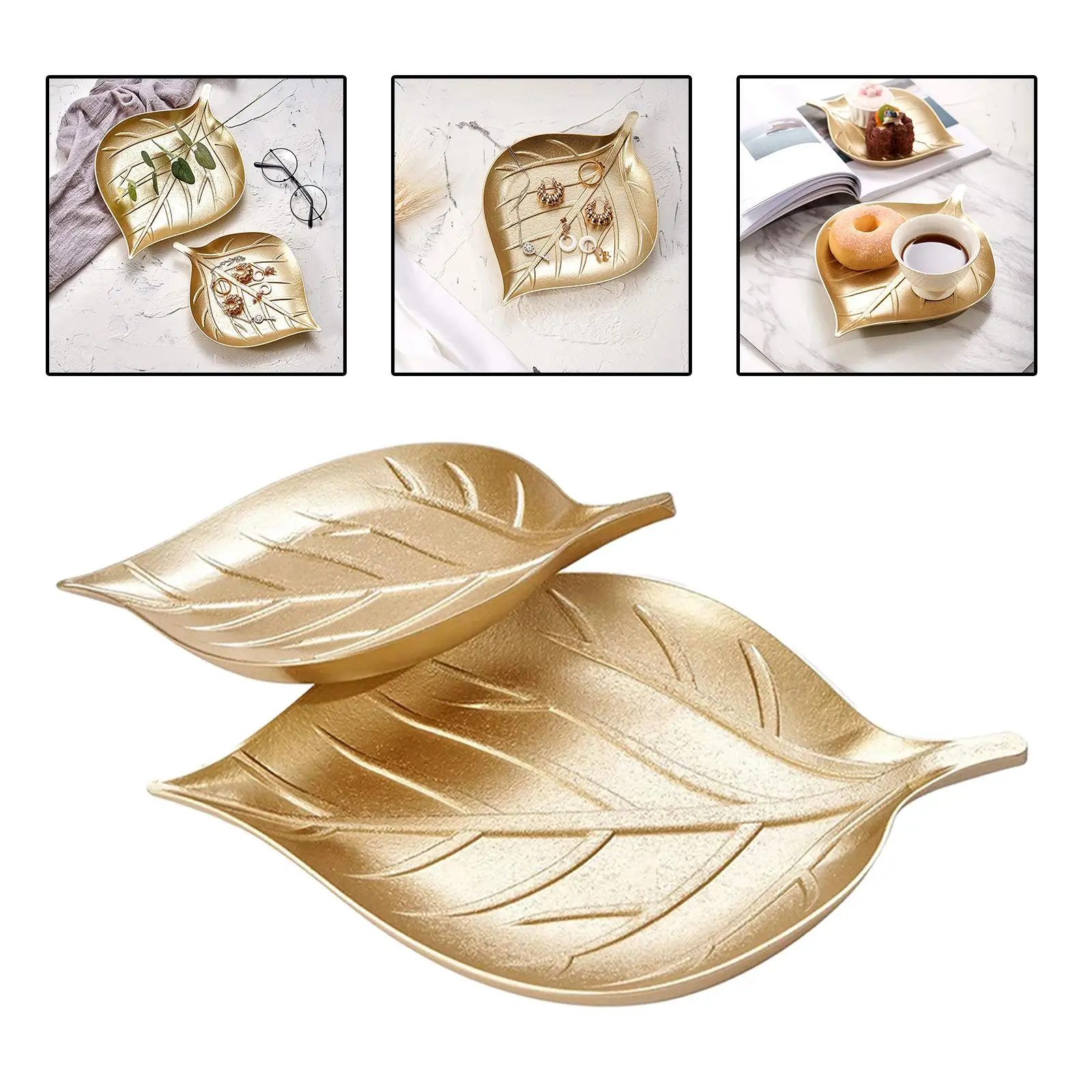 Gold Storage Plate Accessories Small Items Ornament Home Plate for Vanity Tray Desktop Decoration Bedroom Cosmetic