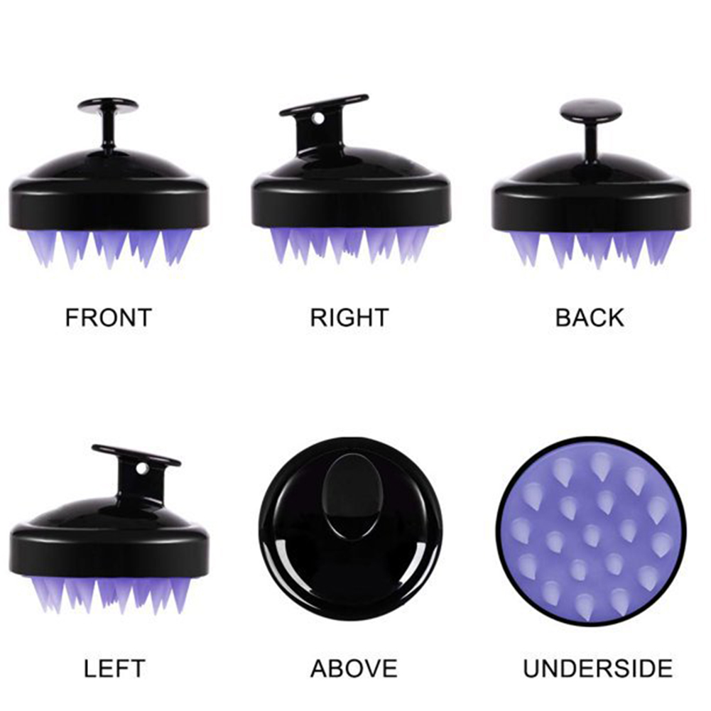 Description Picture 4 of item2pcs Soft Silicone For Wet Dry Scrubber Manual Home Hotel Portable Massage Shower Spa Cleaning Dandruff Hair Scalp Brush Bath