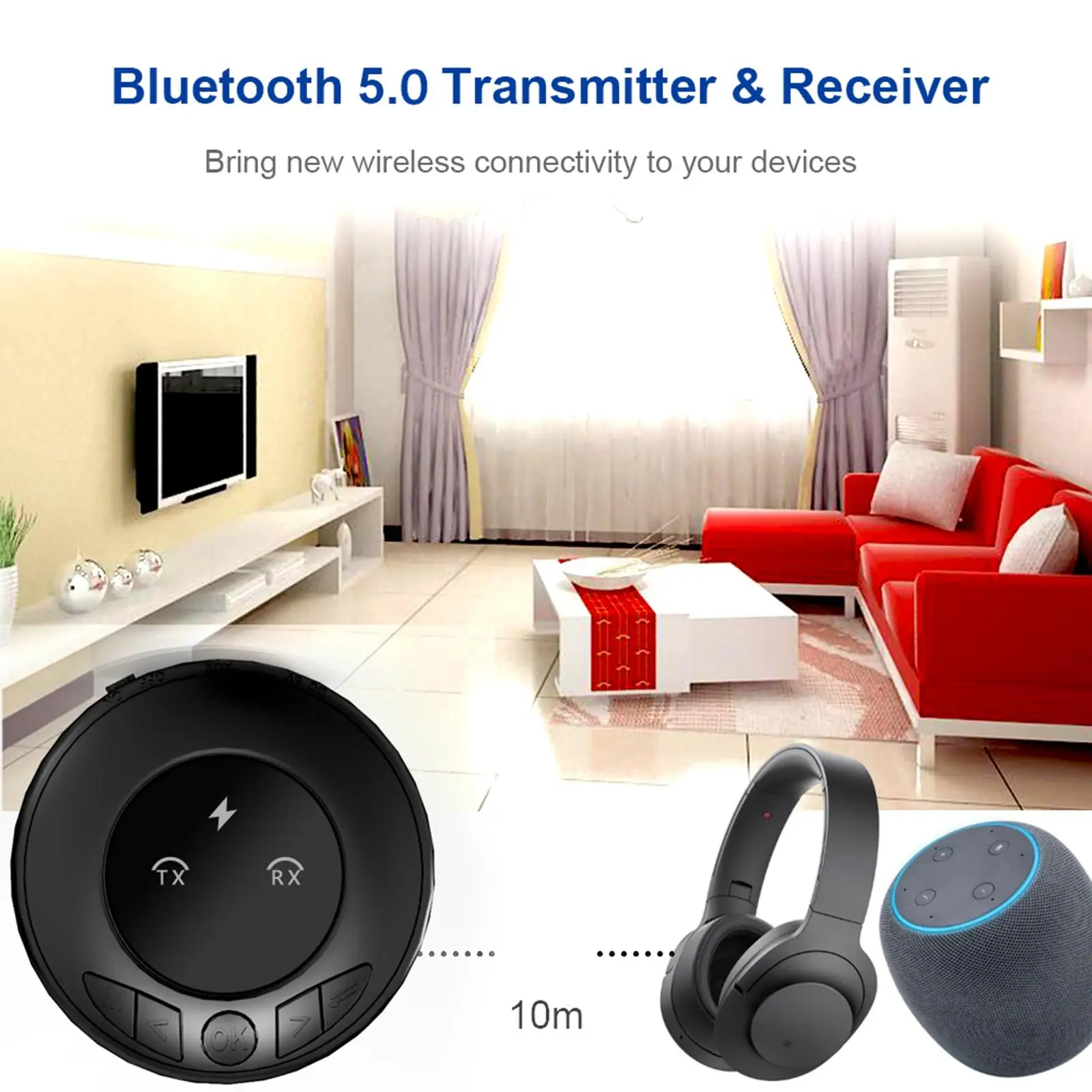 Bluetooth 5.0 Transmitter Receiver Handsfree Call Wireless Audio Adapter for Computer