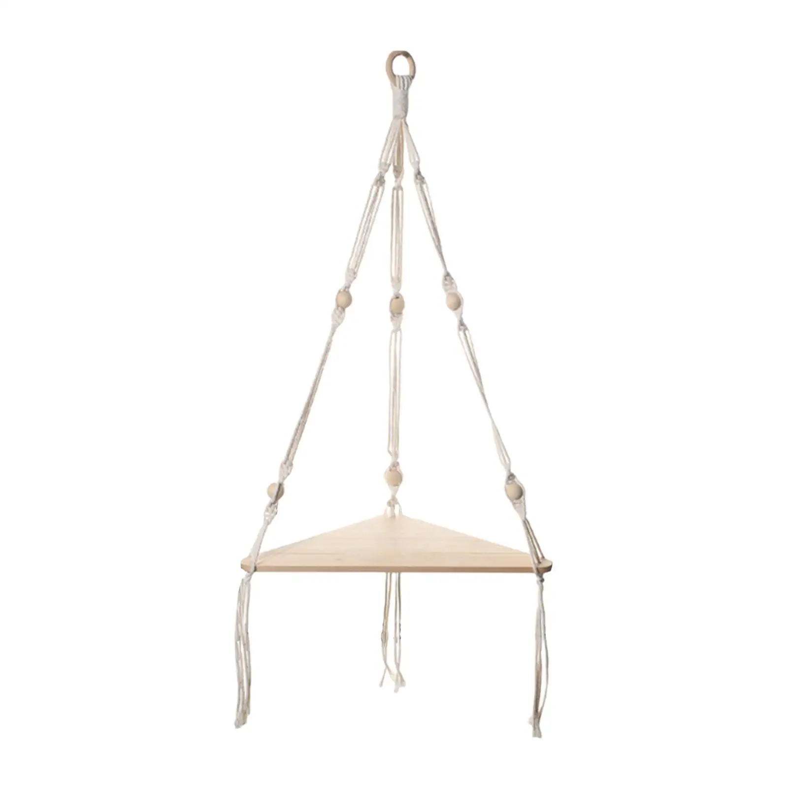 Macrame Hanging Shelf, Triangular Floating Shelf, Hand Woven