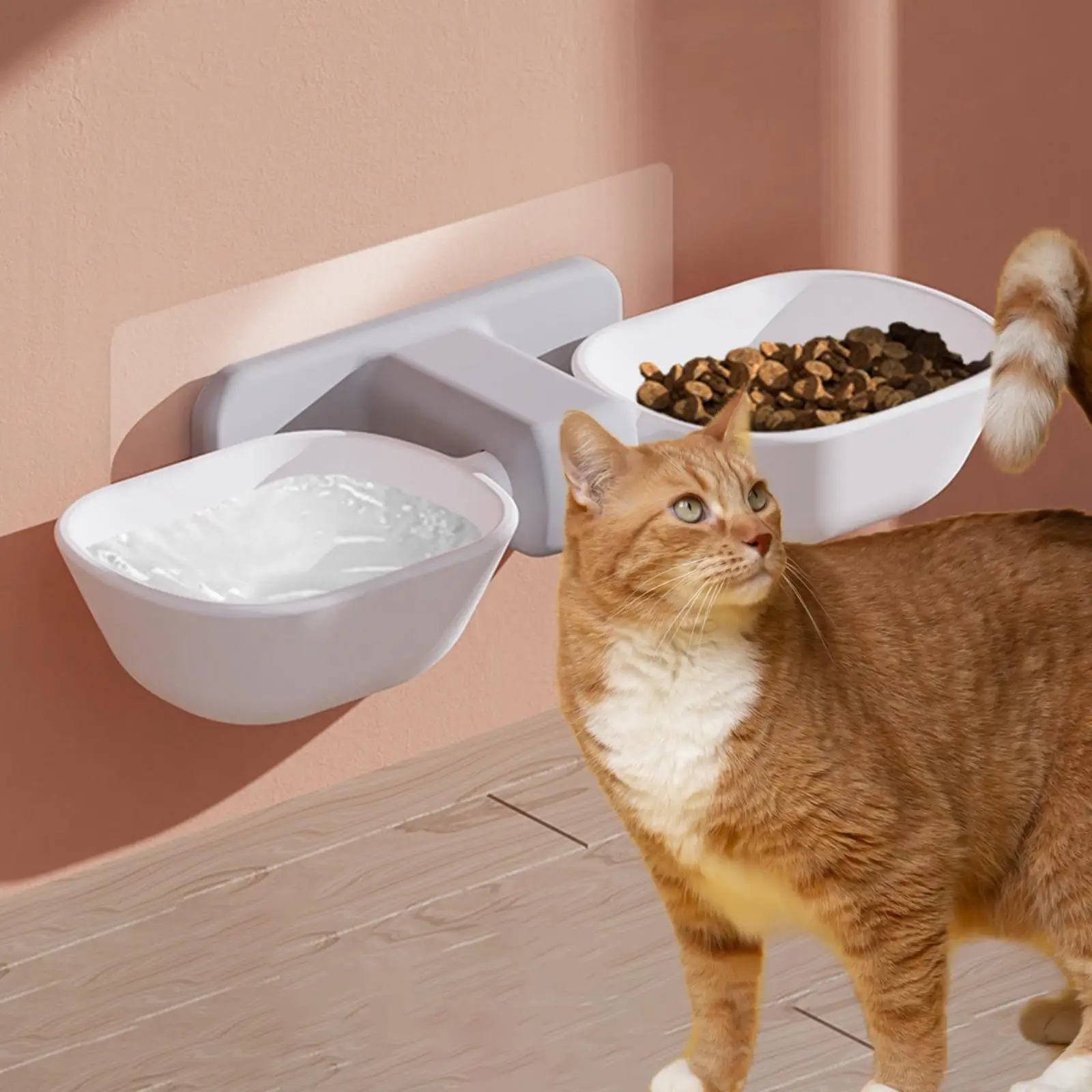Cat Bowls Wall Mounted Feeder Cat Food Dish Detachable Pet Bowl