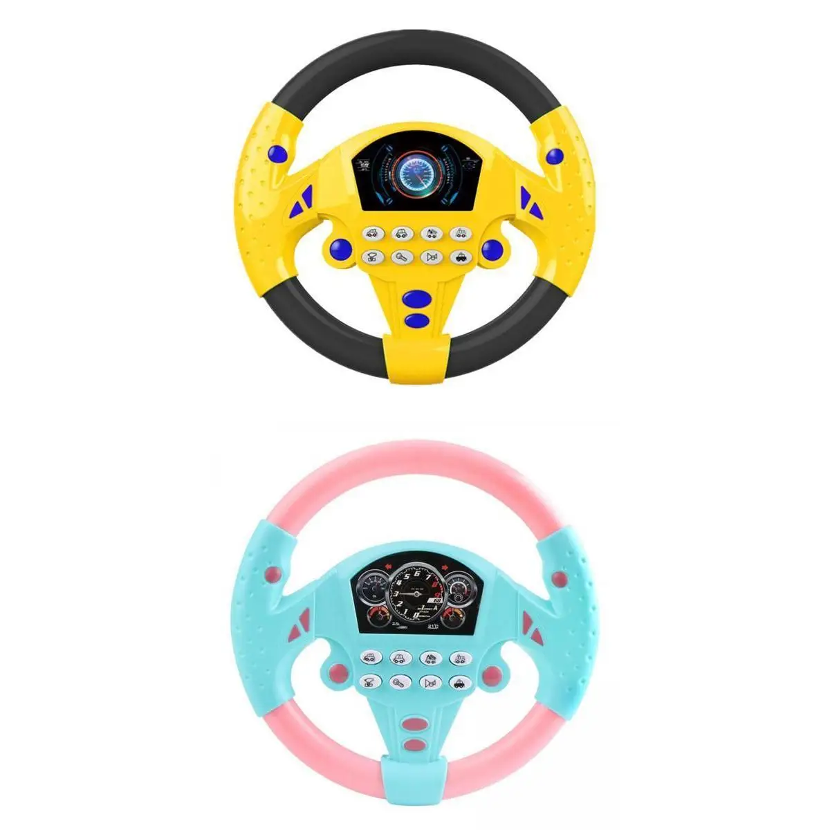 2x Steering Wheel Toy Driving Controller Car Driving Toy Electric Early Education Sounding Toy Gift Driving Wheel for Kids