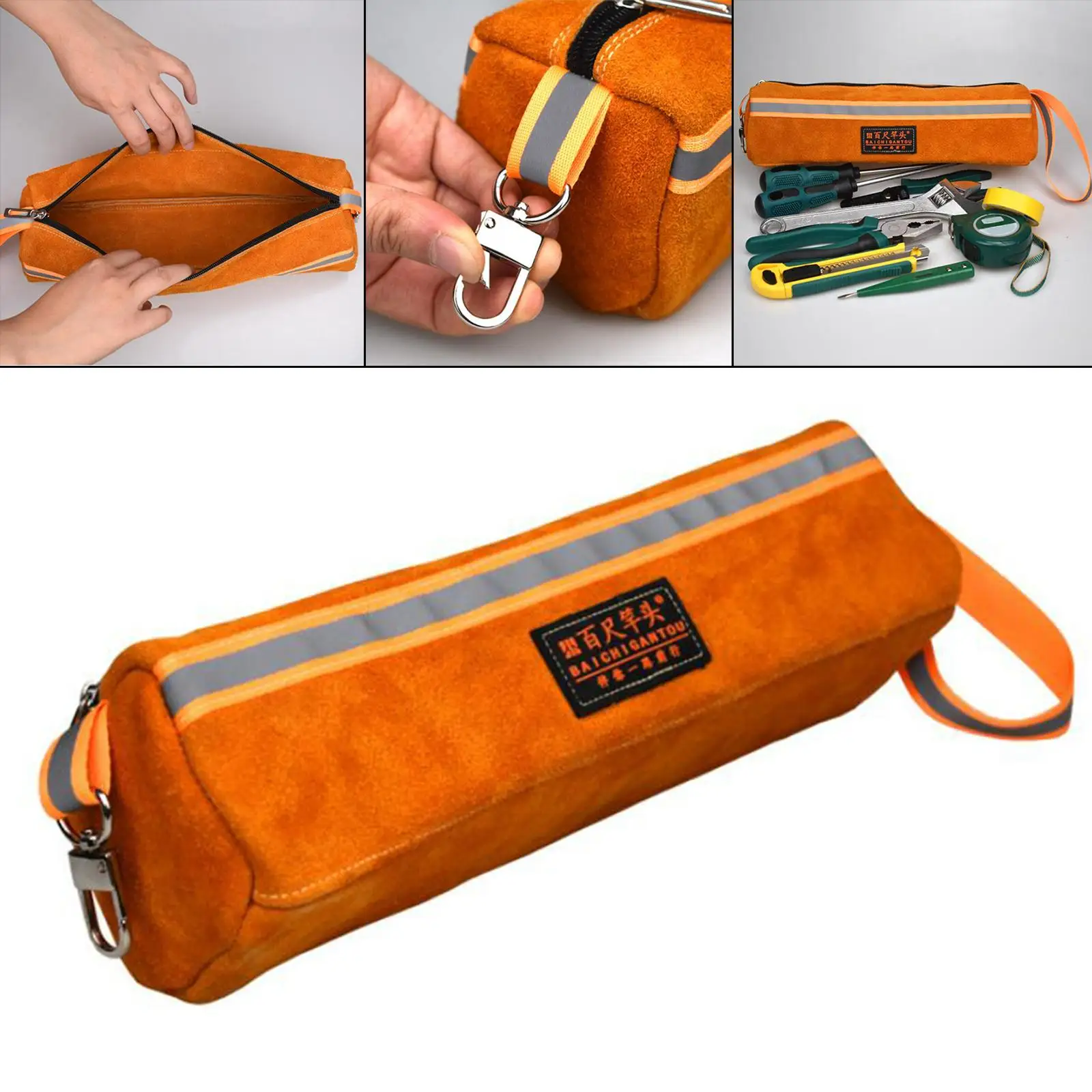 Portable Tool Bag Zipper Pliers Wrench Screwdriver Tote Bag Heavy Duty for Handyman Construction Camping Electrician Gardening