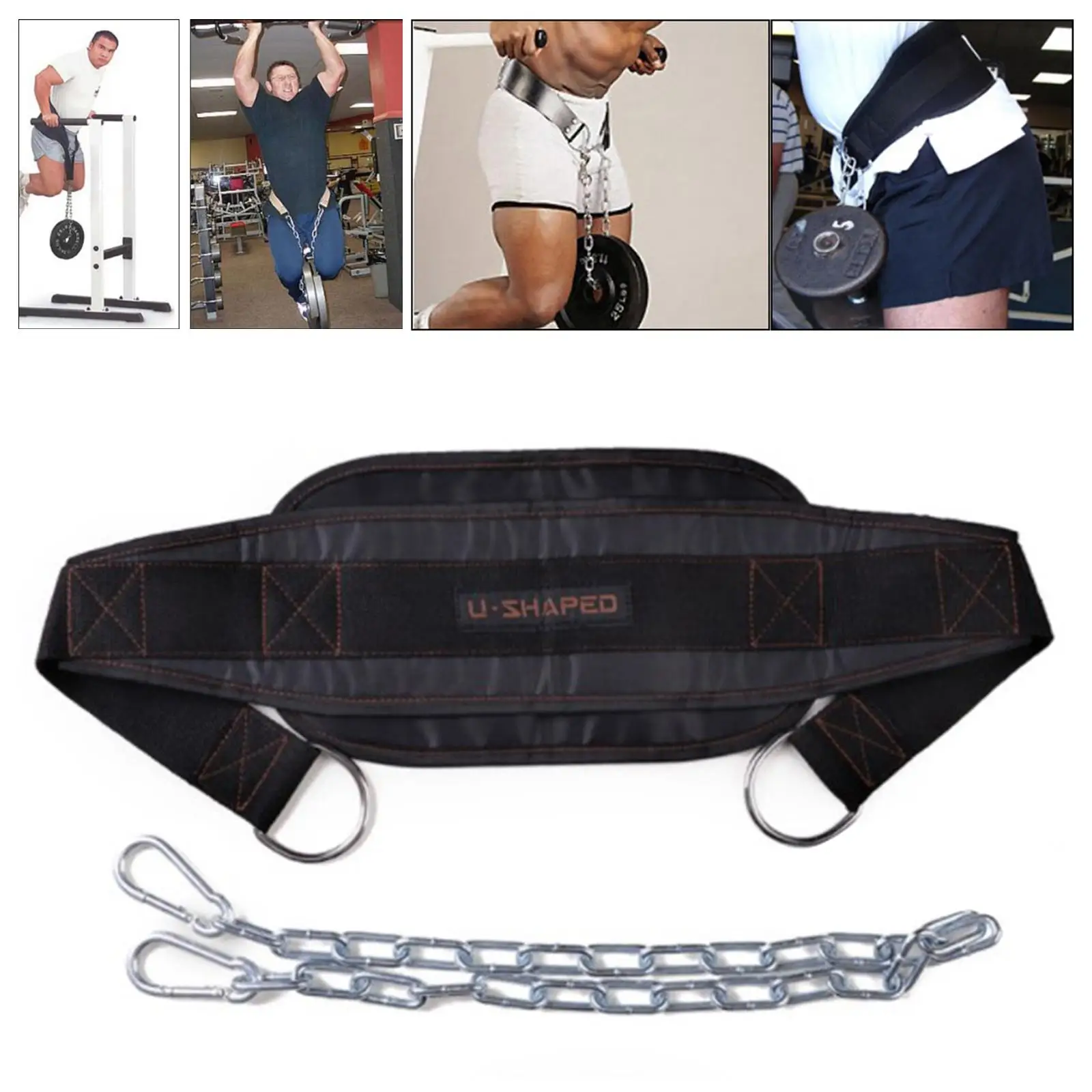 Comfortable Dip Belt Chain Waist Support Wrap Duty Steel Chin-Ups Equipment