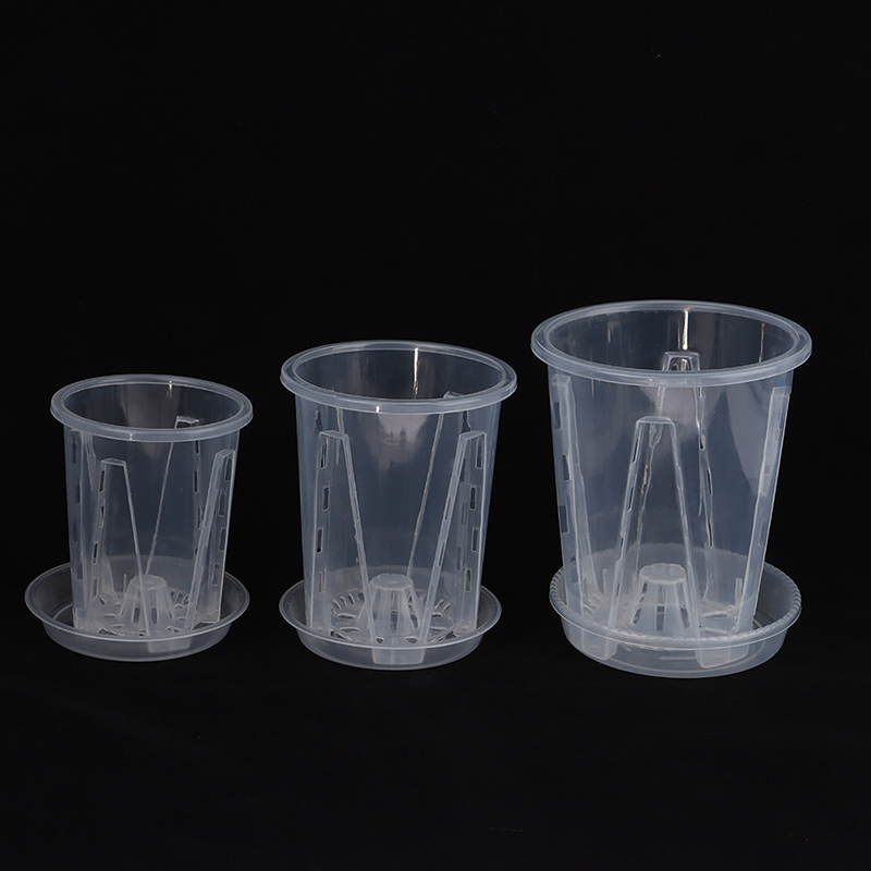 Description Picture 6 of item1Pc Root Control Transparent Flower Pot With Tray For Phalaenopsis Orchid Planting With Stomata Flower Pot Home Gardening Decor