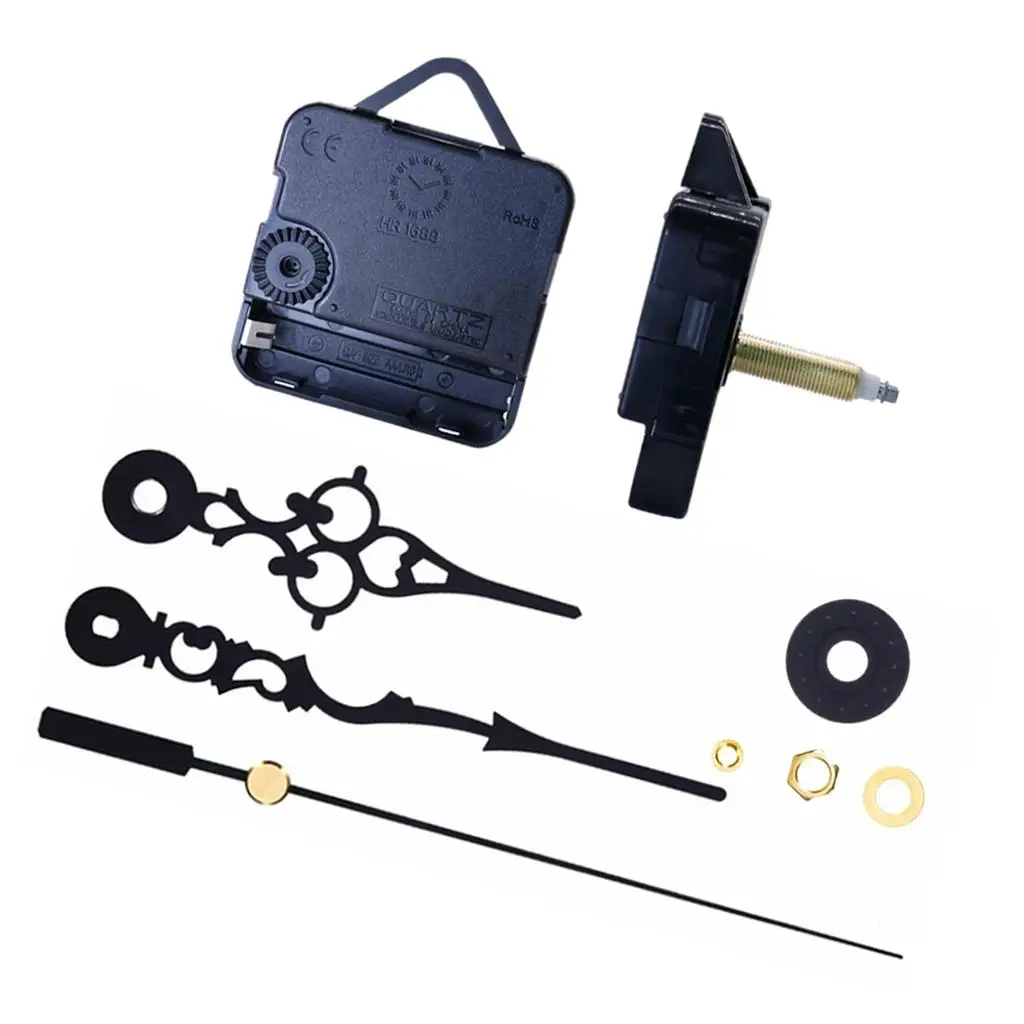 Black  Long Shaft Clock Movement Mechanism with for for Hands DIY Clock