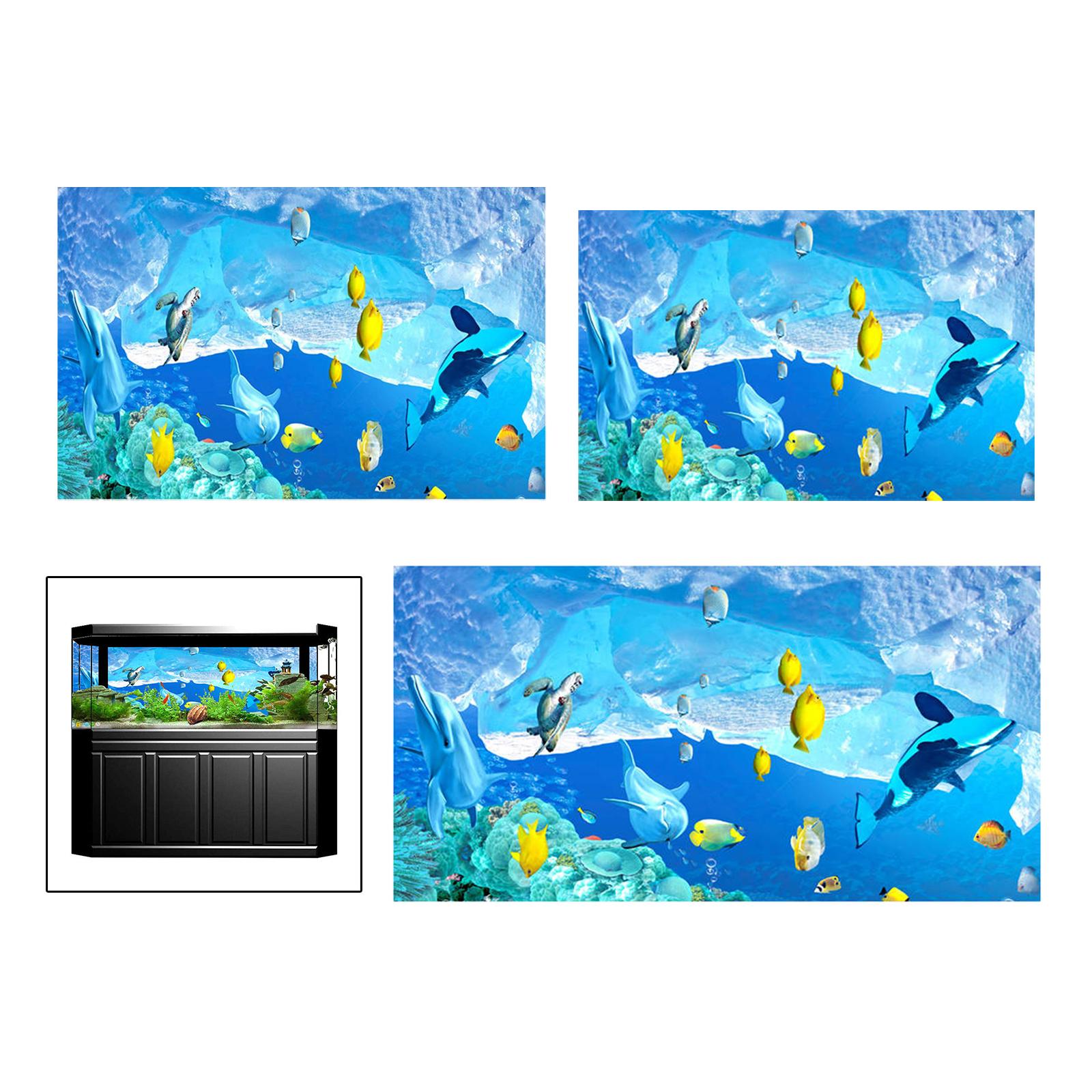 Fish Tank Background Sea Fish & Coral Reef Double Sided Self Adhesive Aquarium Backdrop Landscape Poster Wallpaper Decorations