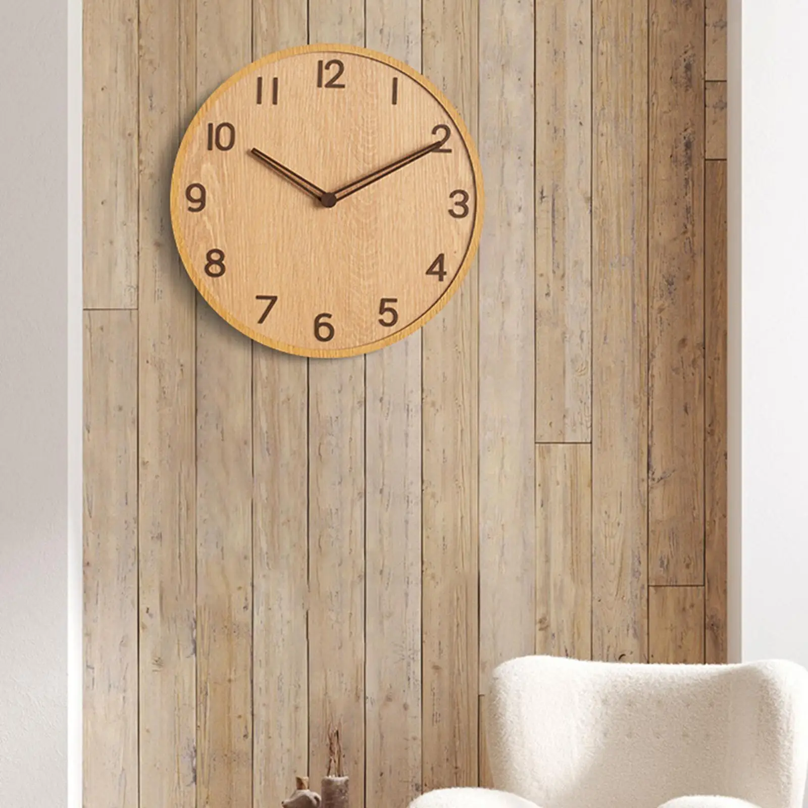 30cm Wooden Wall Clock Decorative Art Round Silent Silent Sweep for Home Kitchen School Indoor Office