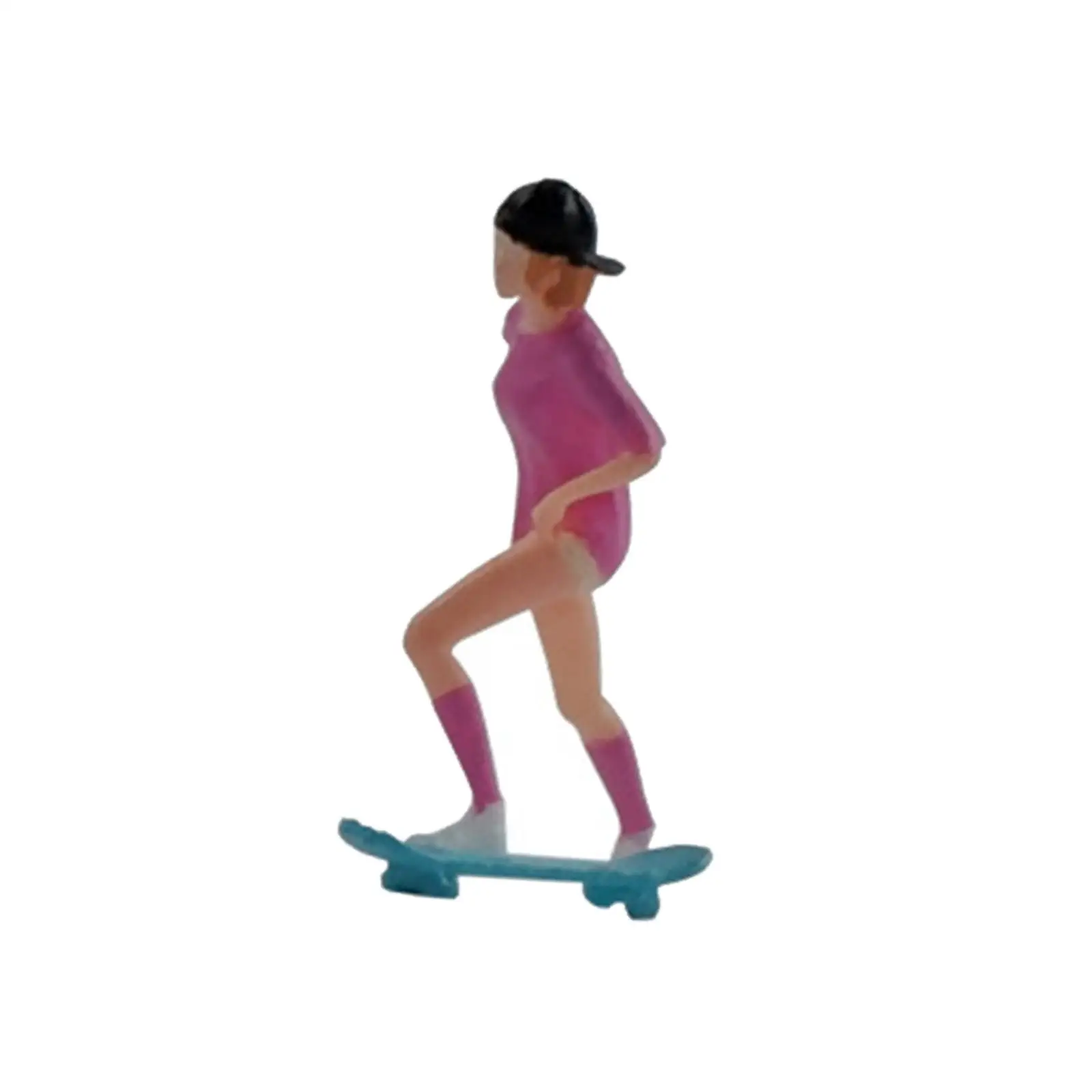 Resin 1/64 Figures Skateboard Girl DIY Scene Tiny People Handpainted for Dioramas Railway Layout Decor Ornament