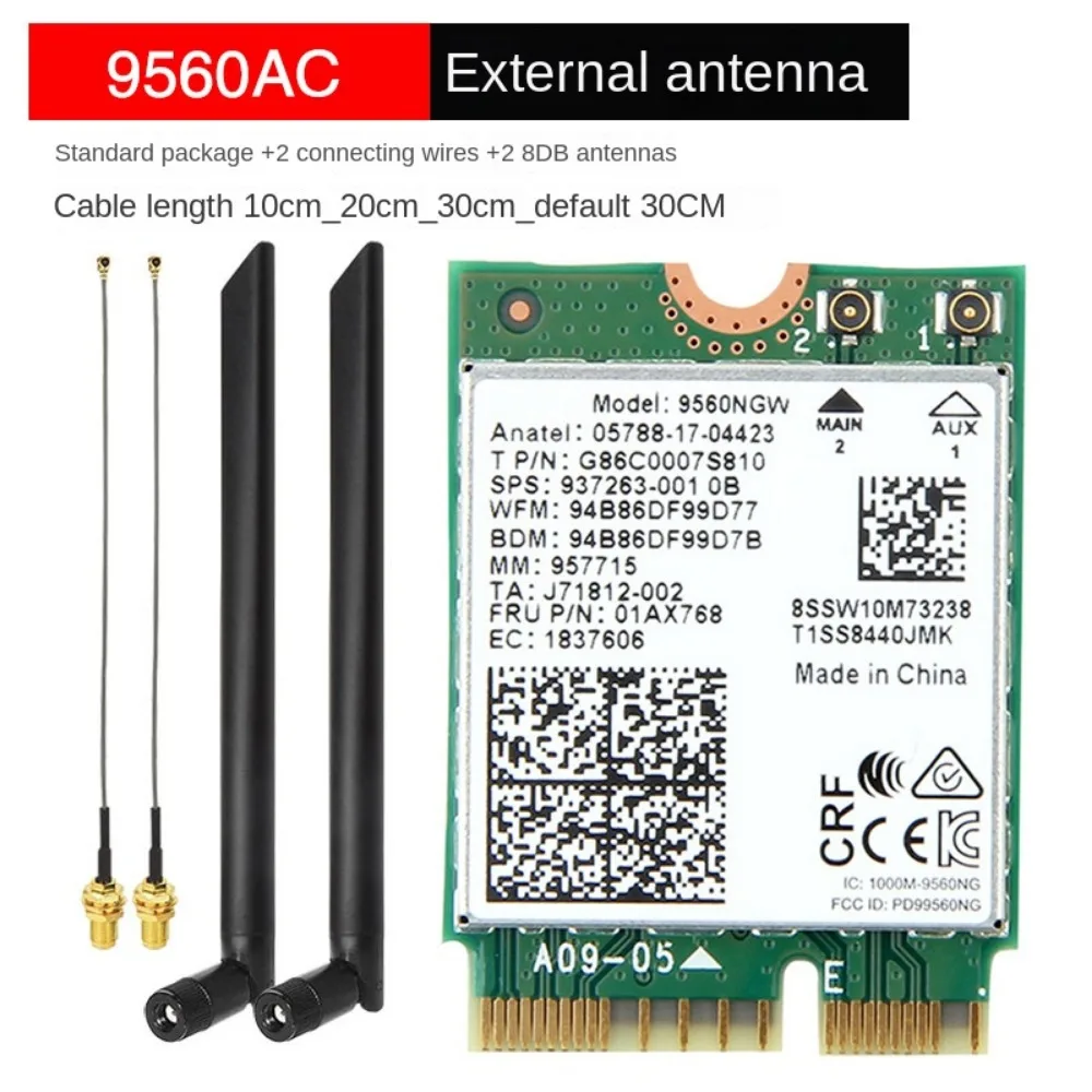 Двухдиапазонный беспроводной AC 9560 9560NGW 802.11ac NGFF Key E 2,4G/5G  2x2 карта WiFi BT 5,0 | AliExpress