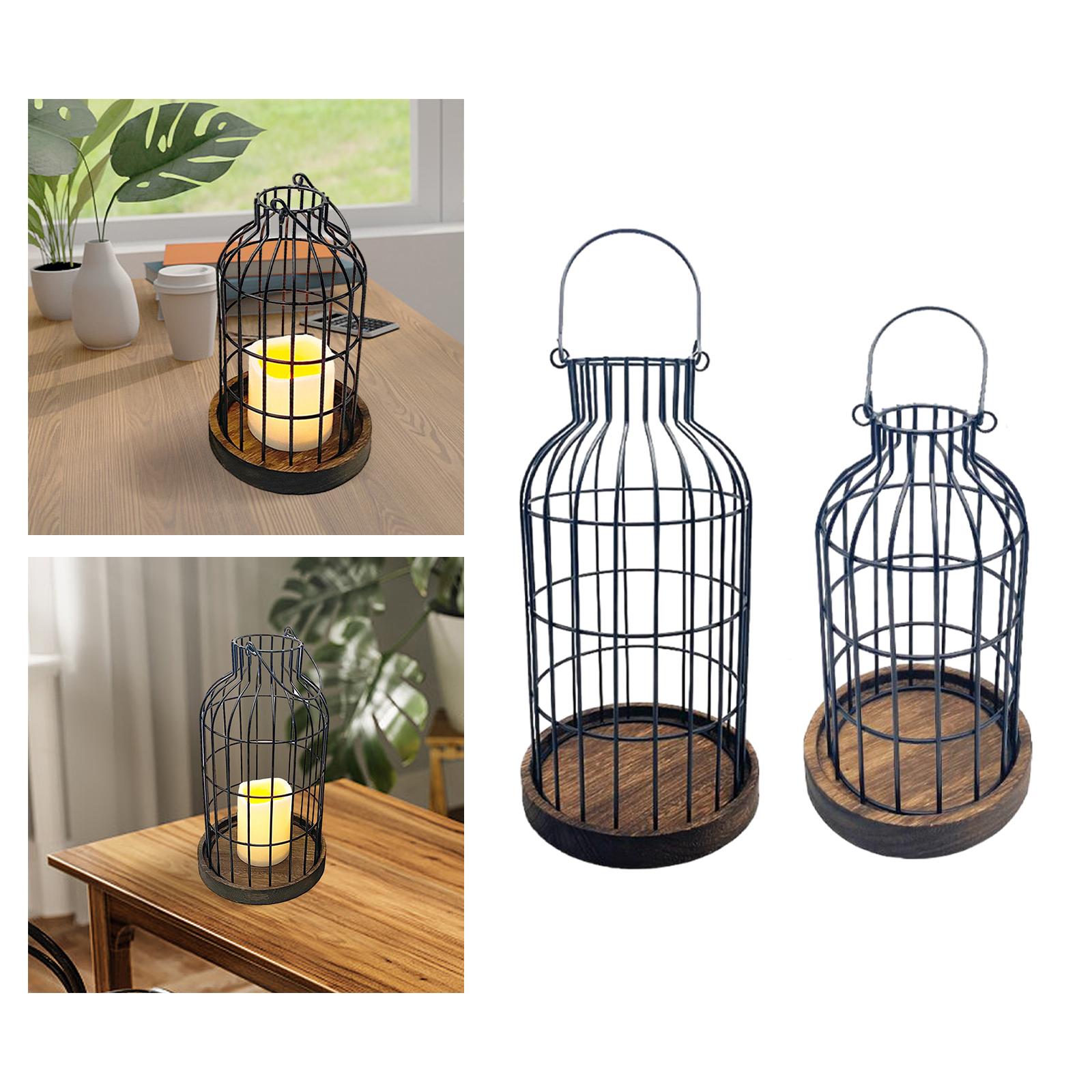 Farmhouse Lantern Wooden Candle Holder Decorative Candle Lantern for Kitchen