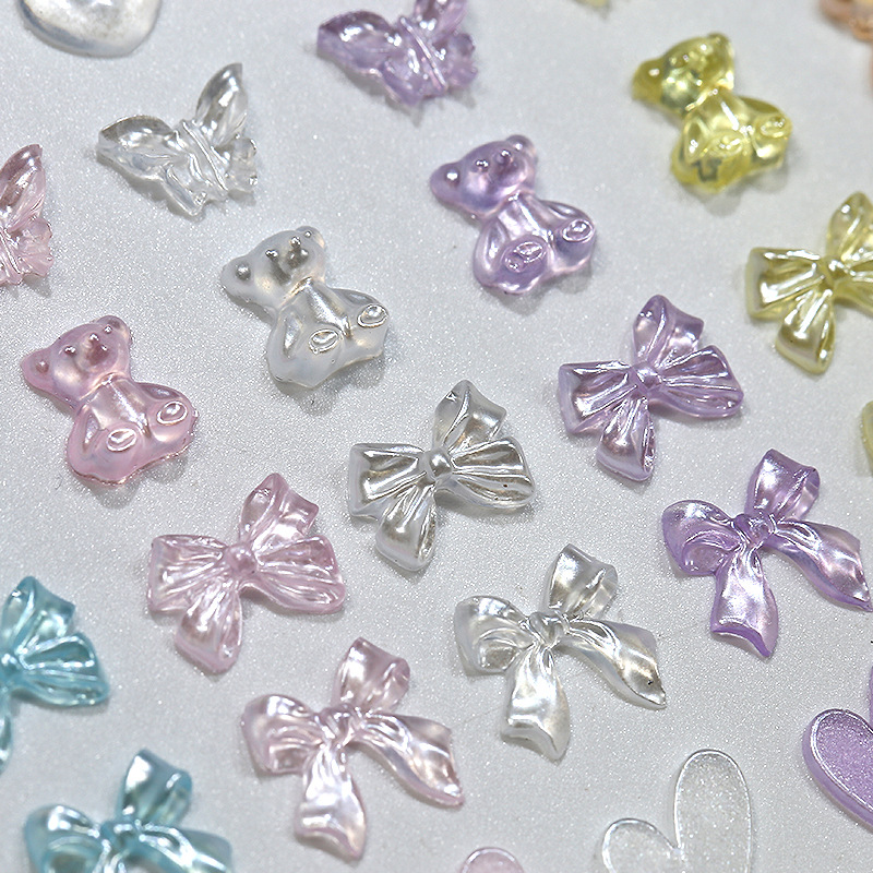 Best of 50PCS 3D Aurora Clear Resin Bow Heart Nail Art Charms Cute Bear Butterfly Glitter Nails Decoration Supplies Jewelry Accessories Reviews & Tips