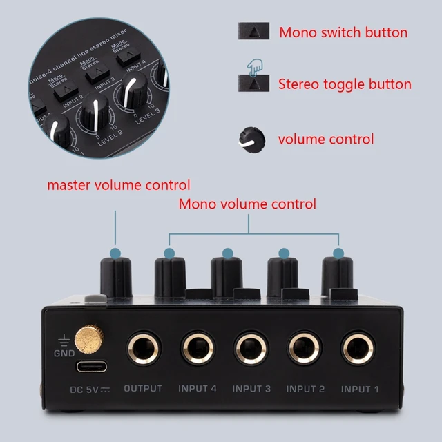 4 Channels Audio Mixer Portable Ultra Low-Noise Line Mixer Mini Stereo Mixer  Audio USB Powered Mixer for Electronic Instruments - AliExpress