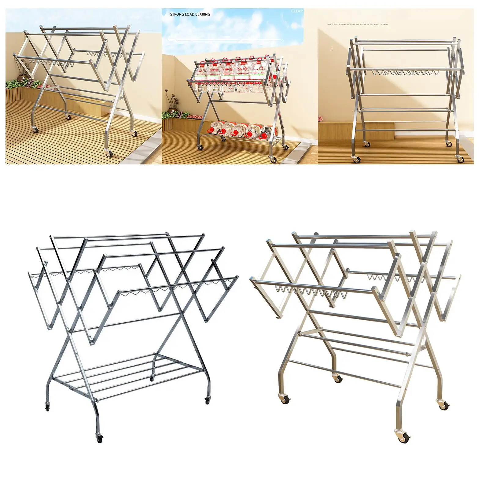 Folding Clothes Drying Rack Multifunctional Laundry Rack Space Saving Easy Storage Floor Drying Rack for Quilts Shoes Bed Sheet