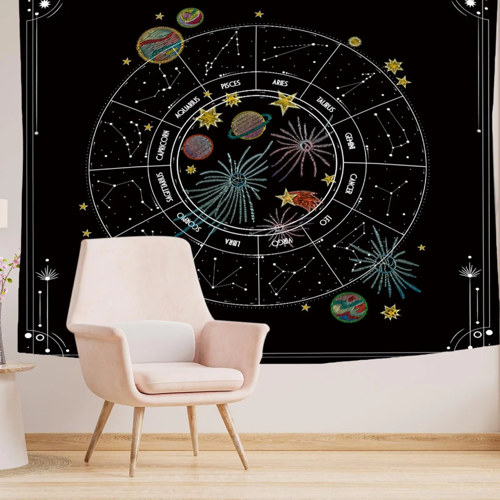 Aesthetic Bohemia Constellation Tapestry Wall Background Decoration Star Blanket for Home Decoration Hotel Bookshelf Ceiling