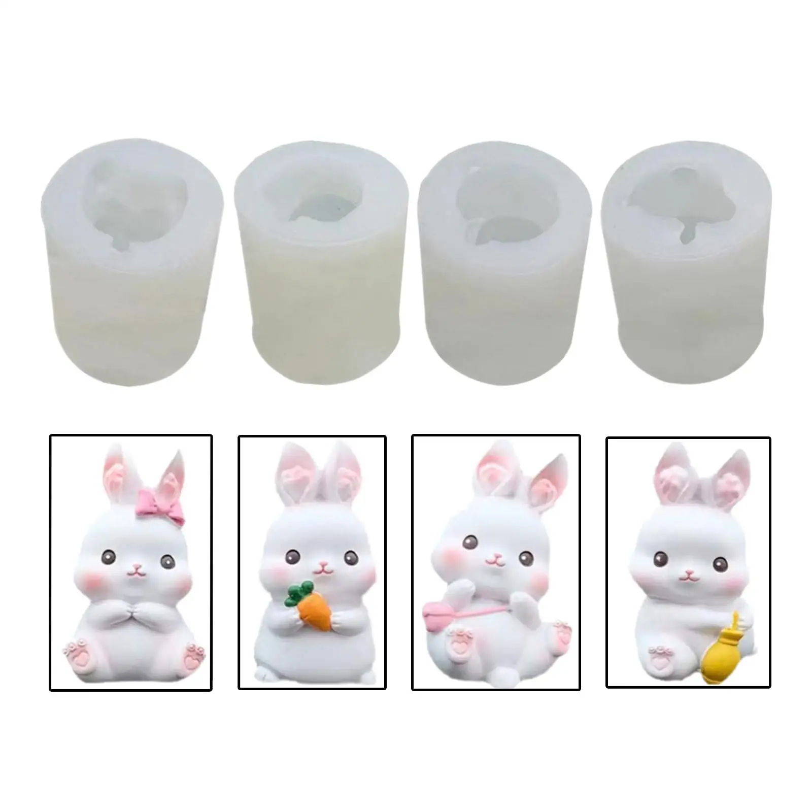 4 Pieces Bunny Chocolate Moulds Bunny Cake Moulds Cake Moulds Bunny Baking Mould for Holiday Fondant Dessert Jelly Cake