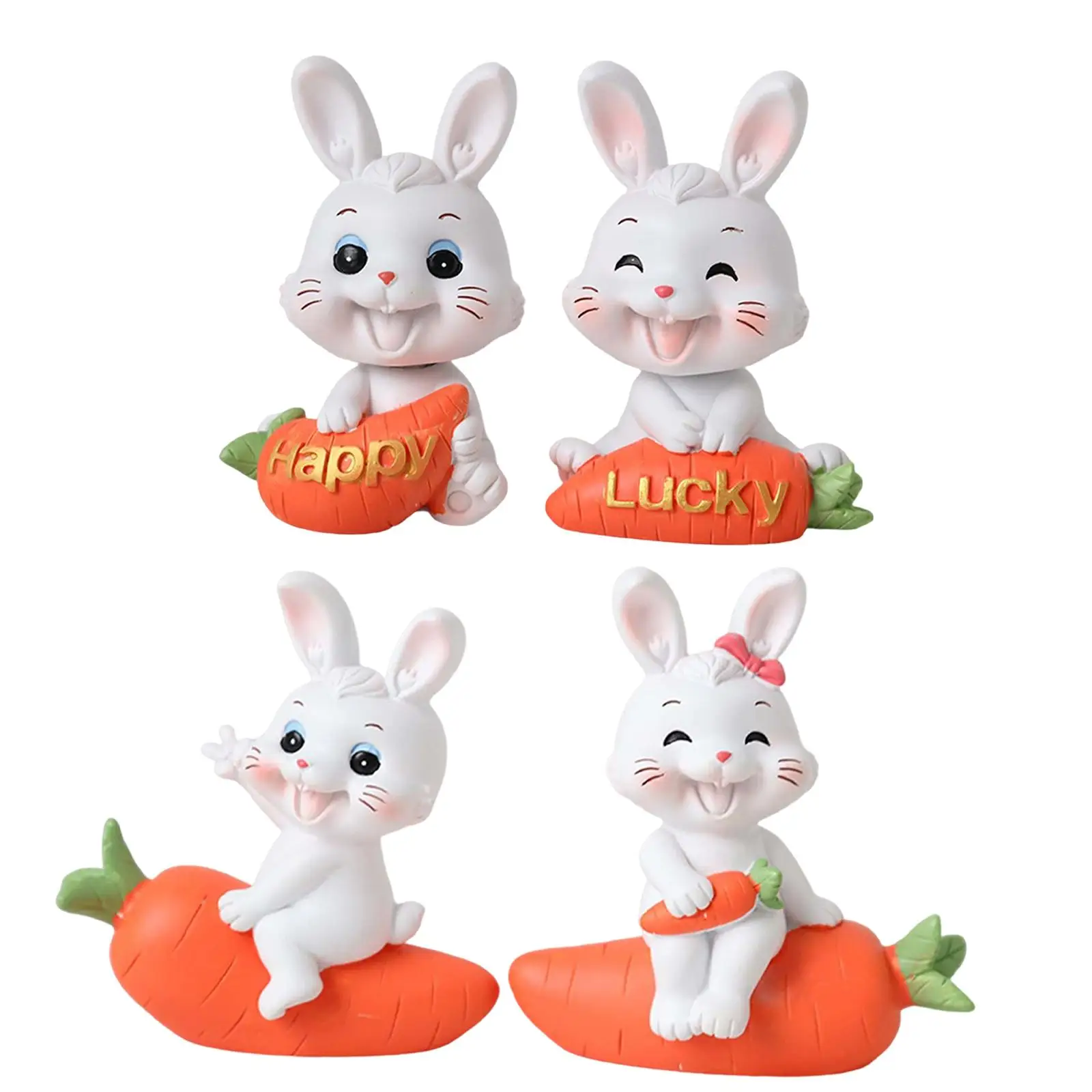 2x Carrot Bunny Figurines Sculptures Rabbit Statue for Tabletop TV Cabinet