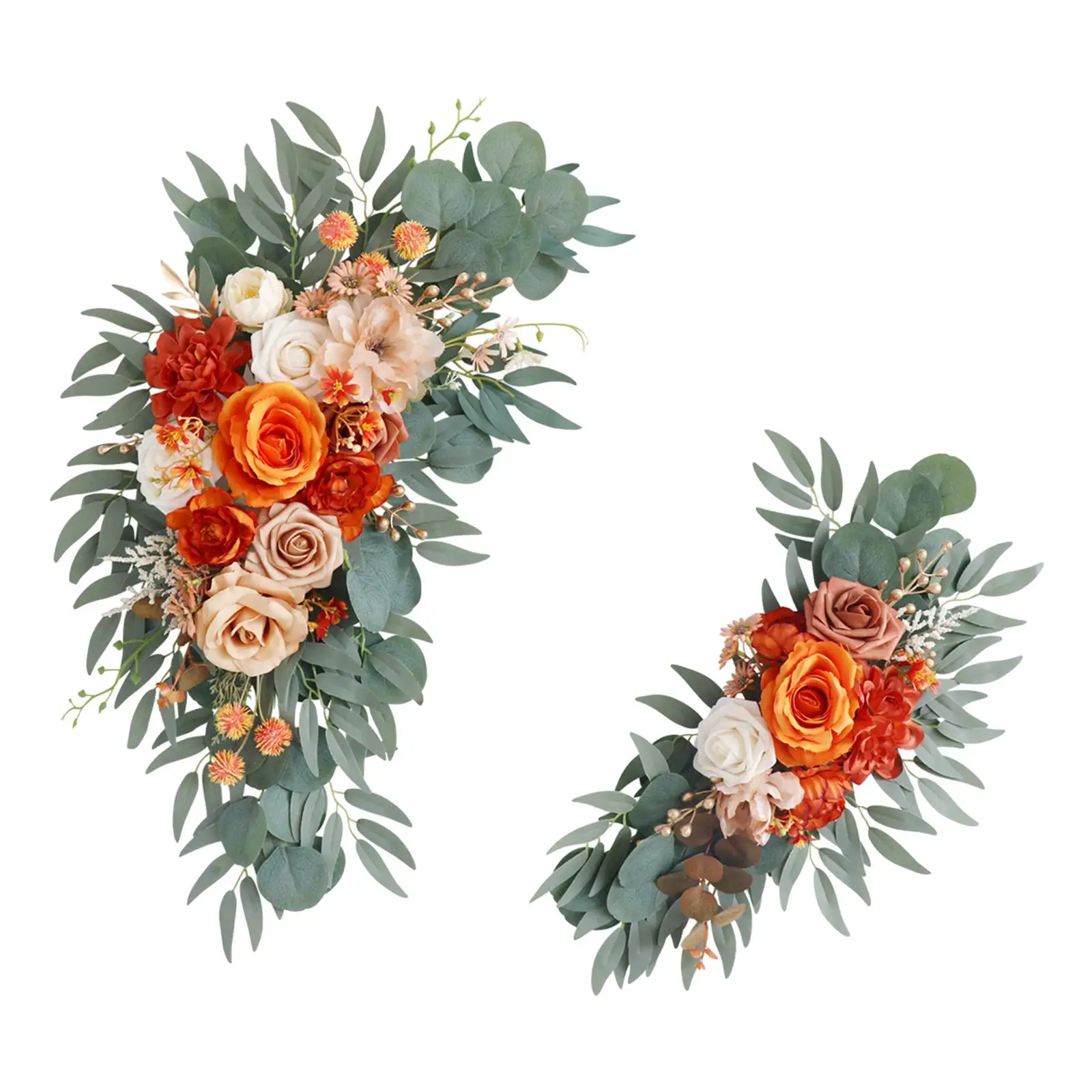 2Pcs Artificial Rose Flower Swag Wedding Backdrop Wreath Decor Rose Wedding Arch Flower for Drapes Table Window Backdrop Holiday