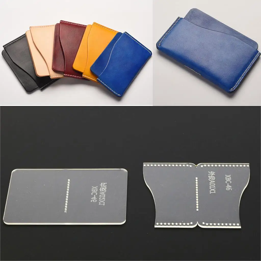 2Pcs Acrylic Leather Card Bag Quilting Templates Sewing Stencils Patchwork Ruler Sewing Tool Set