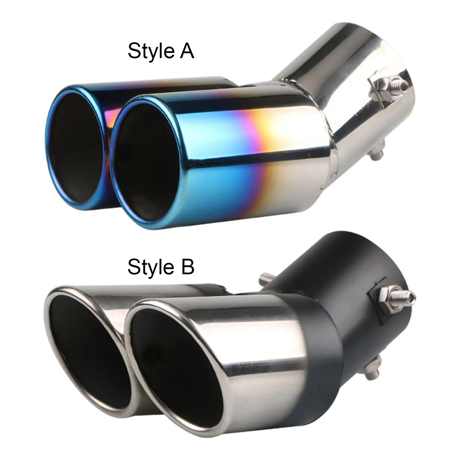 Car Dual Exhaust Pipe Tail Muffler Tip Accessories Replace Parts Universal Curved Type Professional Double Outlet Tail Pipe