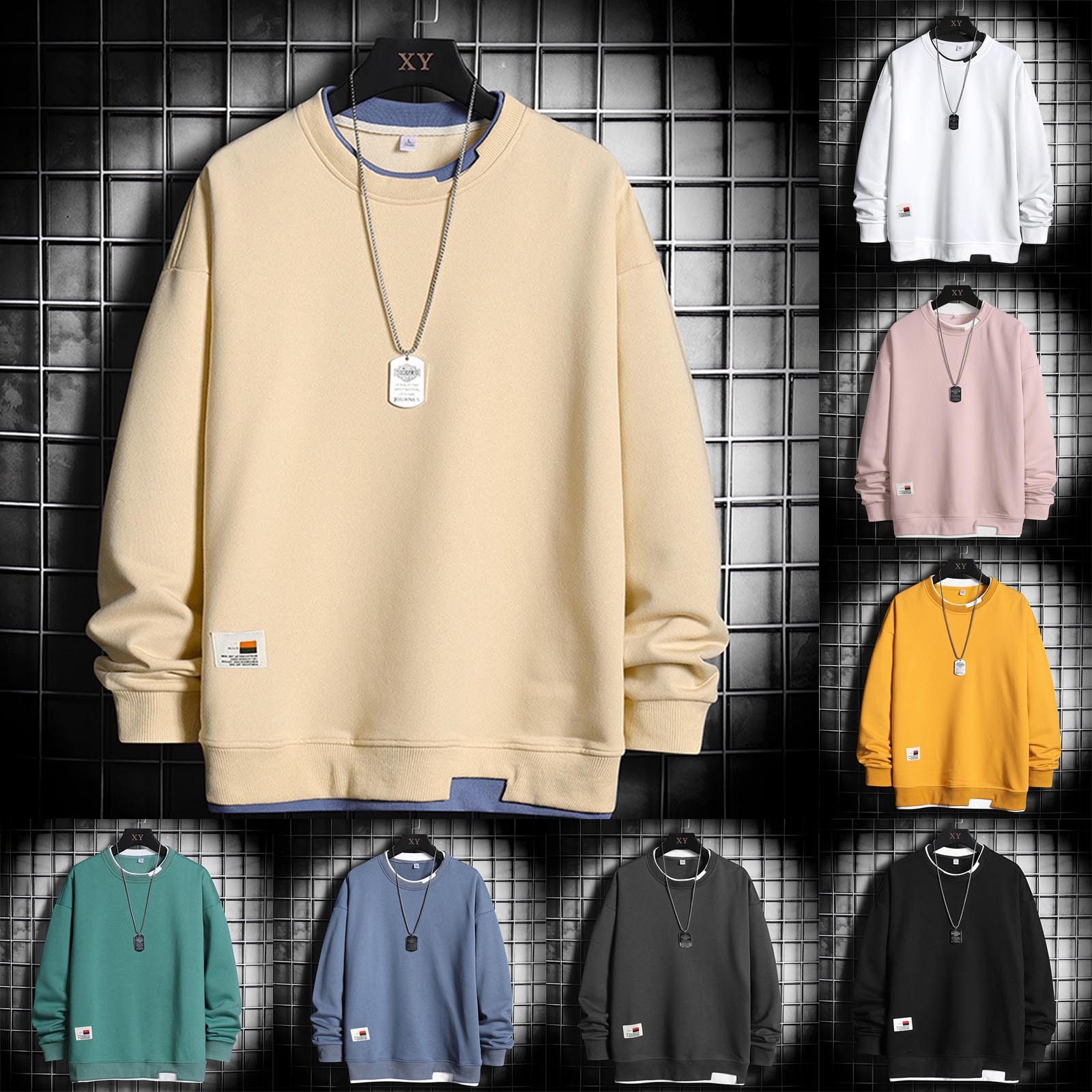 Description Picture 2 of itemNew Fashion Mens Casual Sweatshirts Long Sleeve O-Neck Style Male Sweatshirt Spring Breathable Fitness Tee Sweatshirt Tops