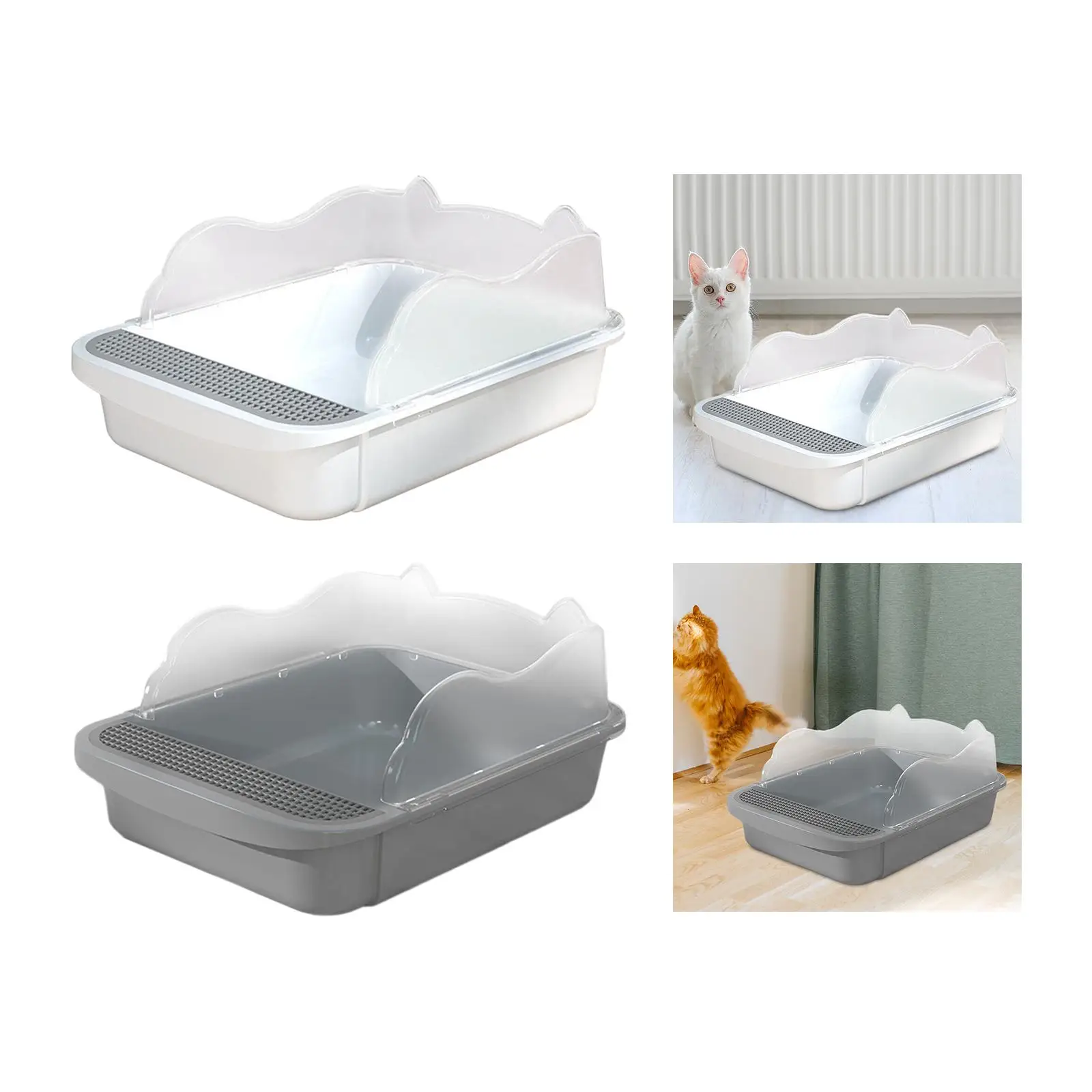 Cat Litter Tray Semi Enclosed Splashproof Cat Sandbox Cat Litter Container Pet Supplies Sifting Litter Box for Puppy Large Cats