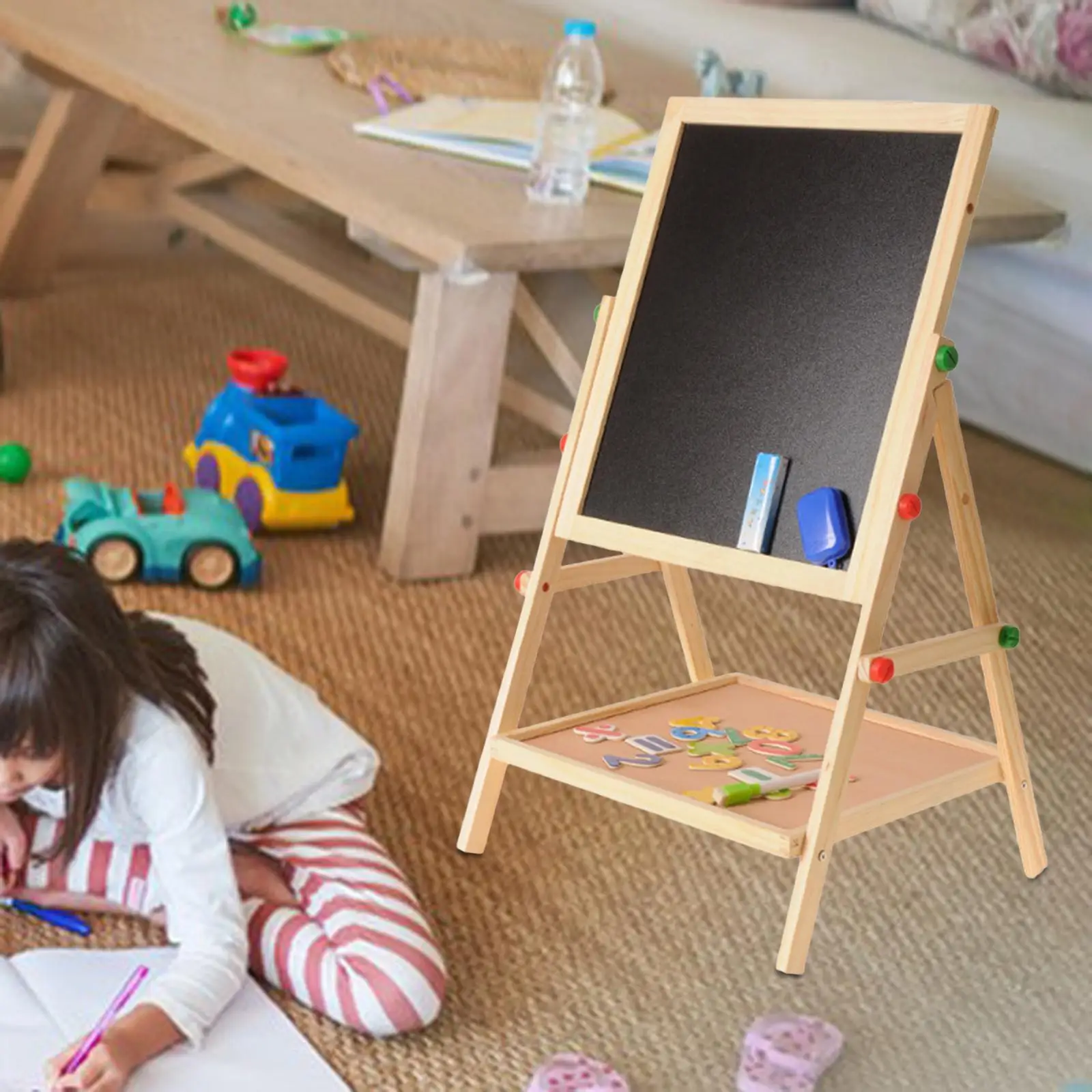 Kids Easel height Chalkboard Standing Drawing Easel Board erase Board Double Sided Drawing Easel for indoor