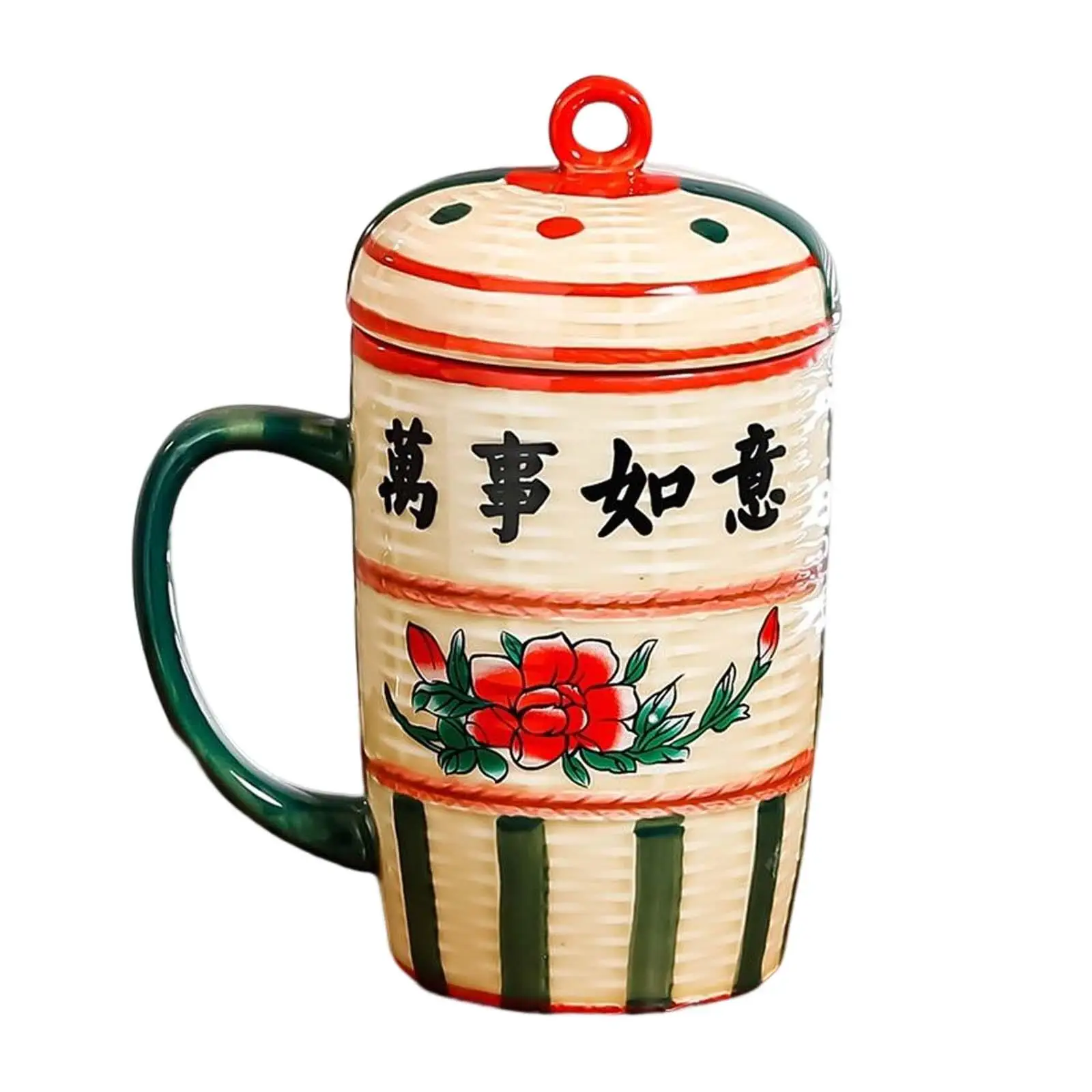 Coffee Mug Chinese Style Personality Dustproof Large Capacity Ceramic for Anniversaries Birthday wedding Home Holiday
