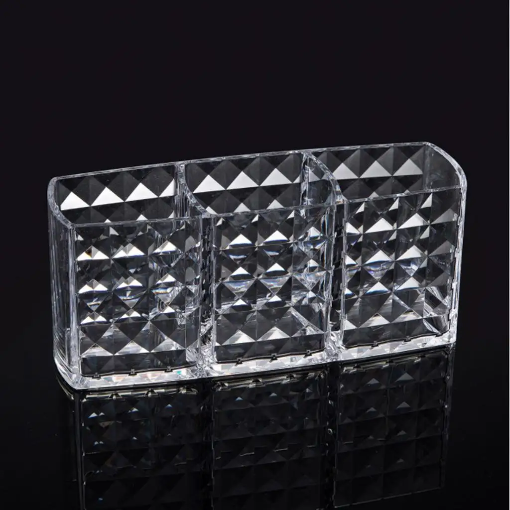Acrylic  Holder Pen Pencil Cup Holder Cosmetic Storage Case Desktop Stationery Organizer Compartments for 