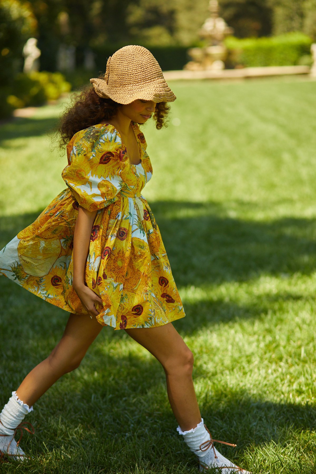 novo feminino inchado vestido francês floral bolha de manga curta curto kawaii princesa bolha saia