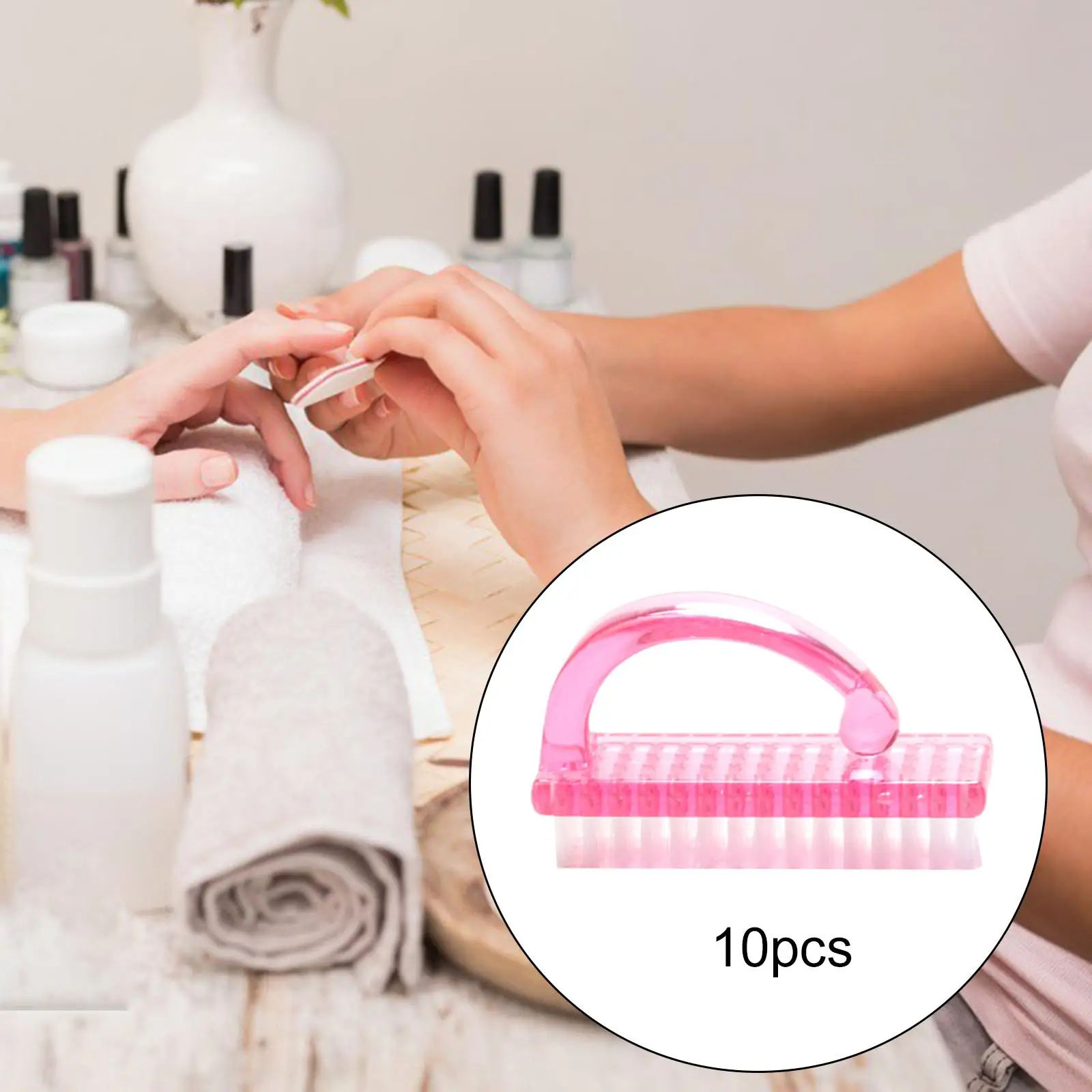 10 Pieces Handle Grip Nail Brush Dust Powder Clean Beauty Soft Nail Brushes Nail Art Tools for Toes Nails Cleaner Care Tool Kids