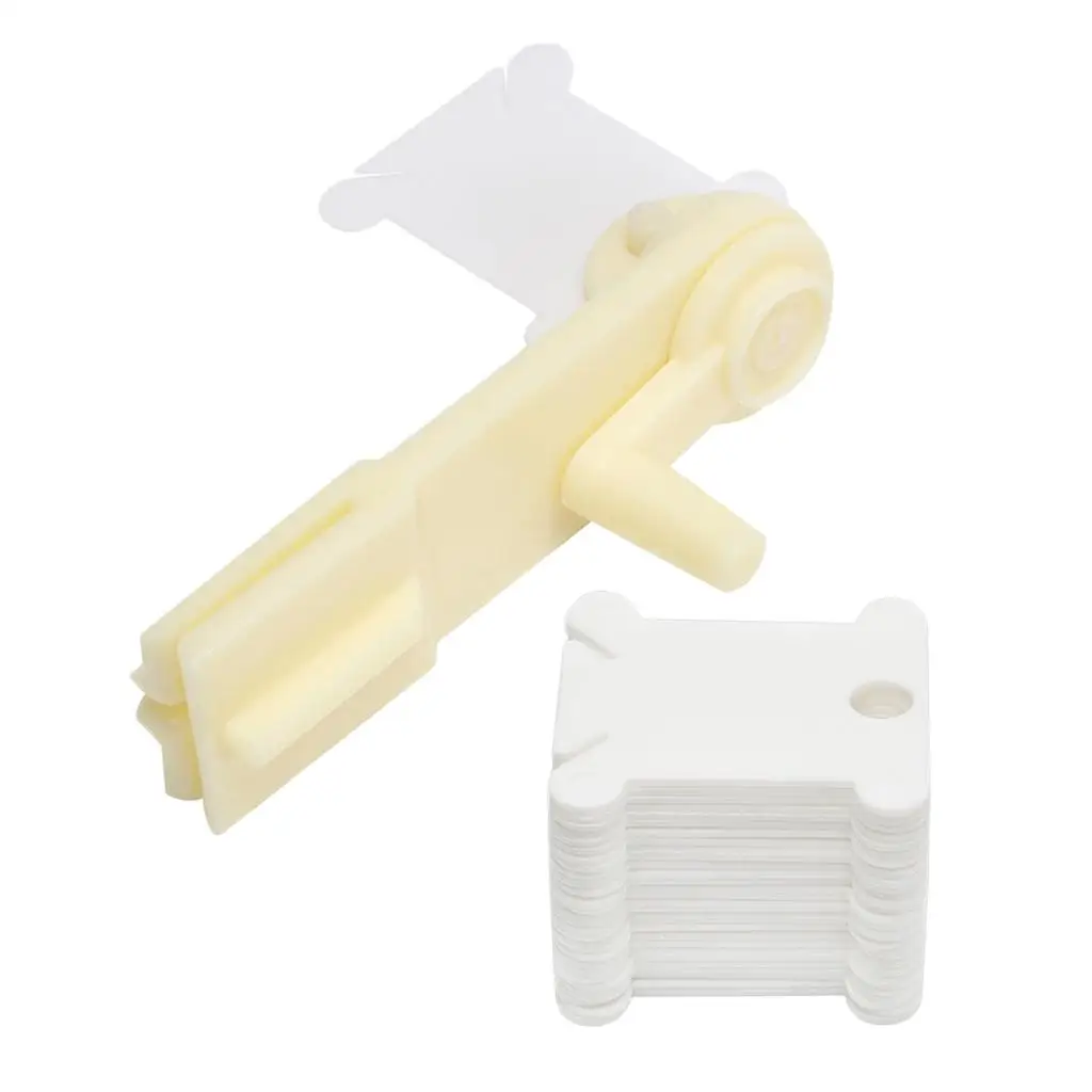 120Pcs/set White Plastic Floss Bobbins ? Embroidery Thread Cards Cross Stitch Bobbin ? Floss Winder - Winding Tool