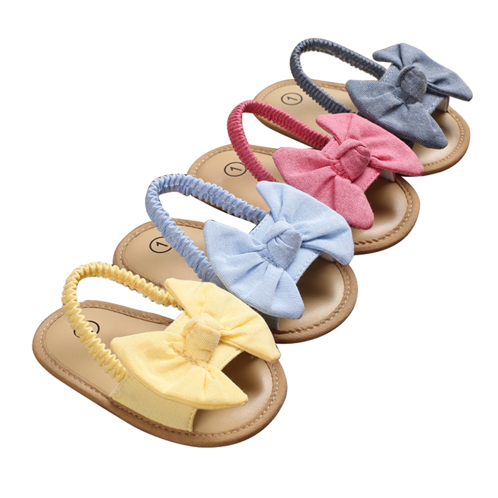 Nombre 1, VISgogo Baby Mädchen Sandalen mit Schleife, rutschfest, weiche Sohle, Prewalker, Sommer, Prinzessin, Krippenschuhe, einfarbig, flache Clogs, Sanda