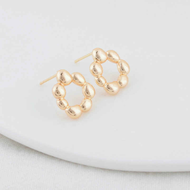 12.5*14MM 14K Gold Farbe Überzog Messing Blumen Stud Ohrringe Hohe Qualität Diy DIY Schmuck Finden zubehör – Detail 1